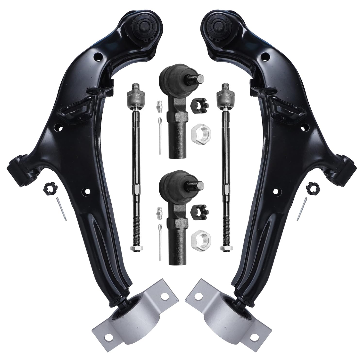 6pc Front Lower Control Arms Tie Rods Suspension Kit