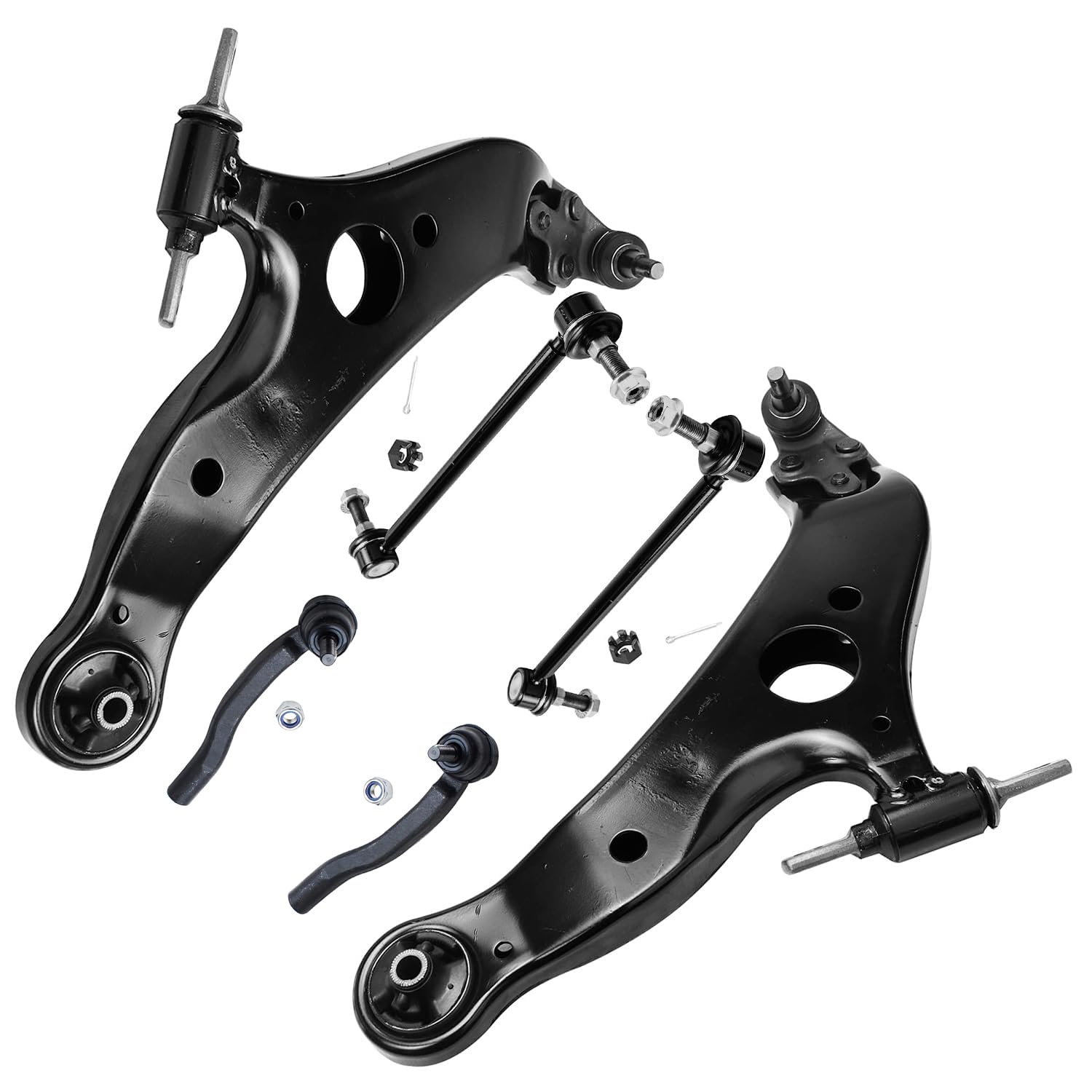 6pc Front Lower Control Arms Outer Tie Rods Sway Bar Links Suspension Kit