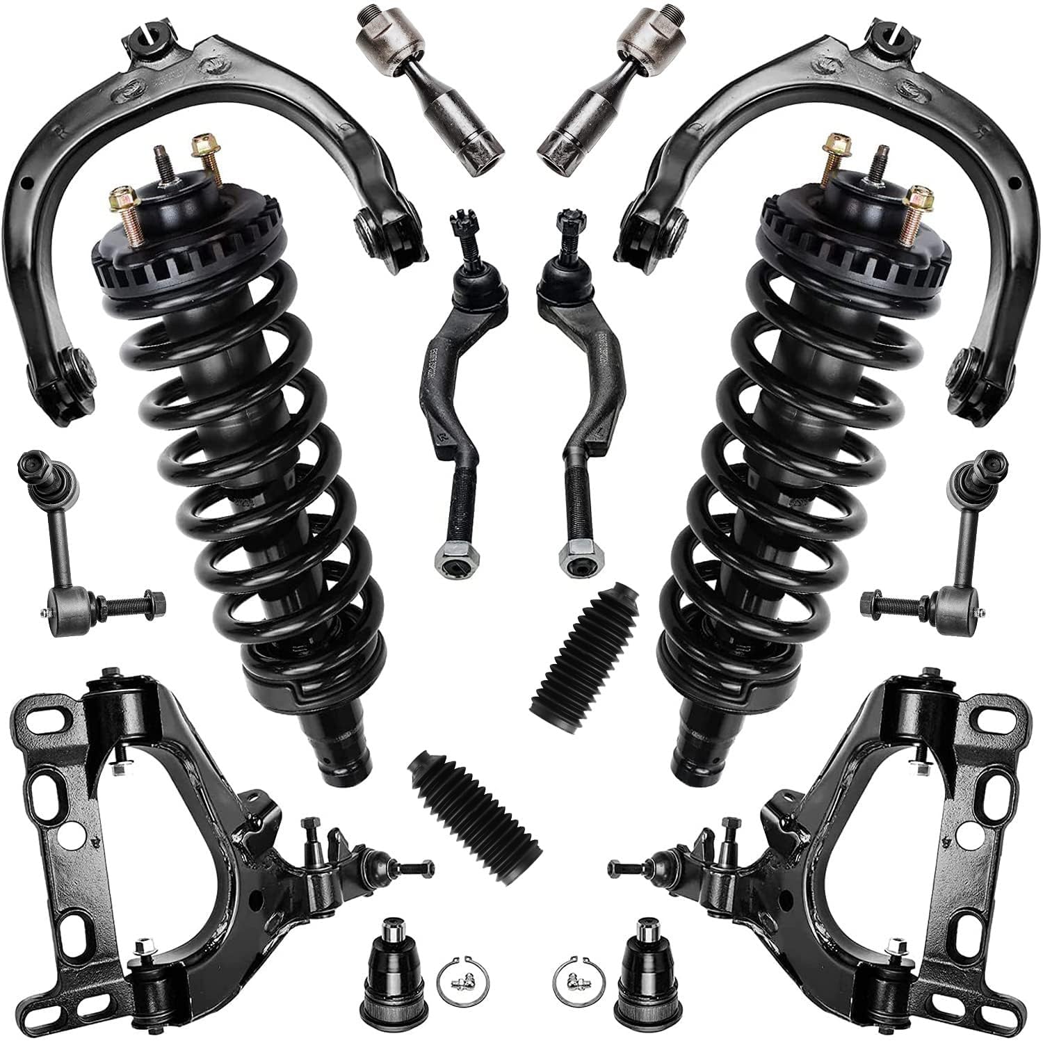 Detroit Axle - Front Control Arms Struts Sway Bars Tie Rod for Trailblazer Envoy