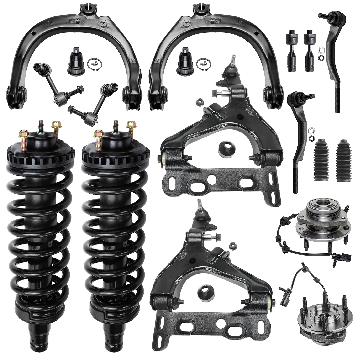 Detroit Axle - Front Struts Control Arms Wheel Hubs Kit for Trailblazer Envoy