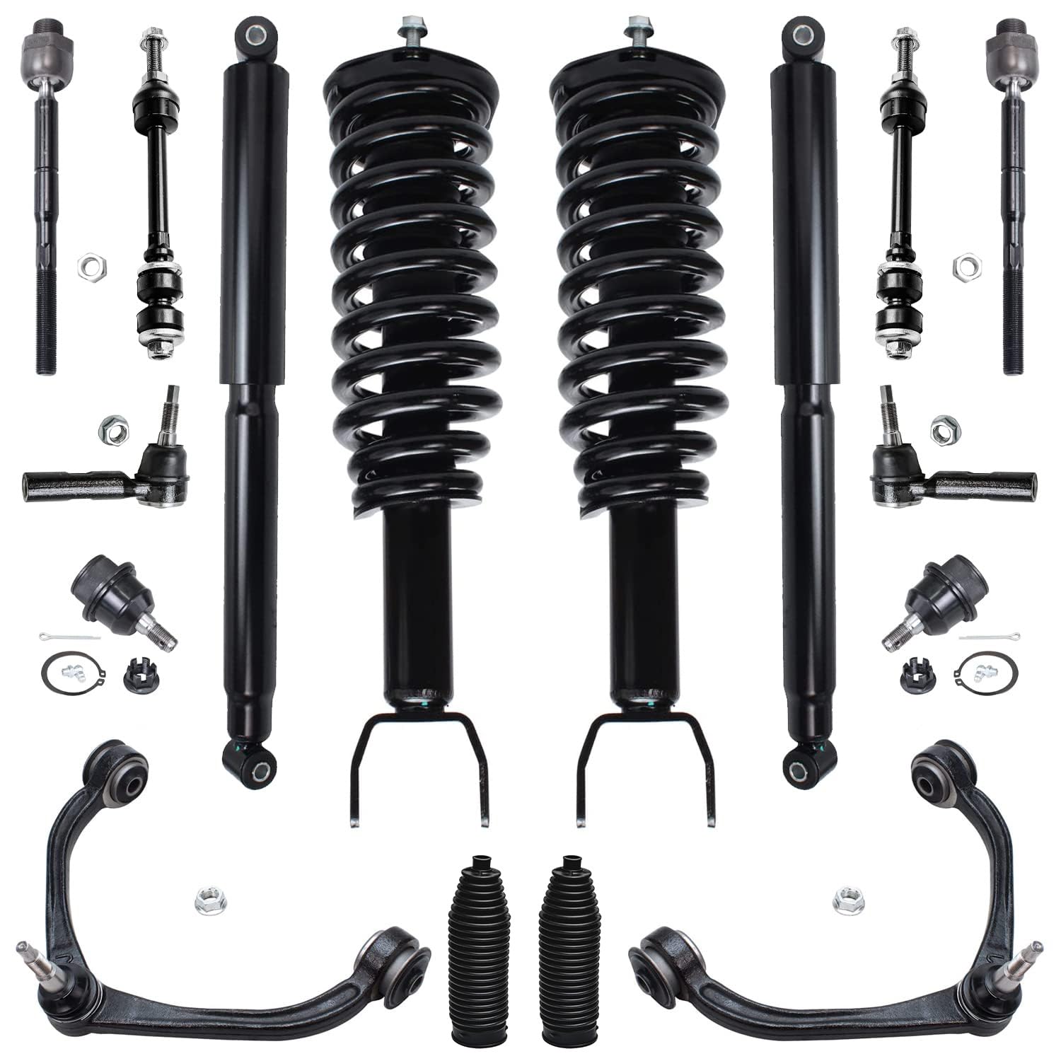 16pc Front Struts Rear Shocks Upper Control Arms Tie Rods Suspension Kit