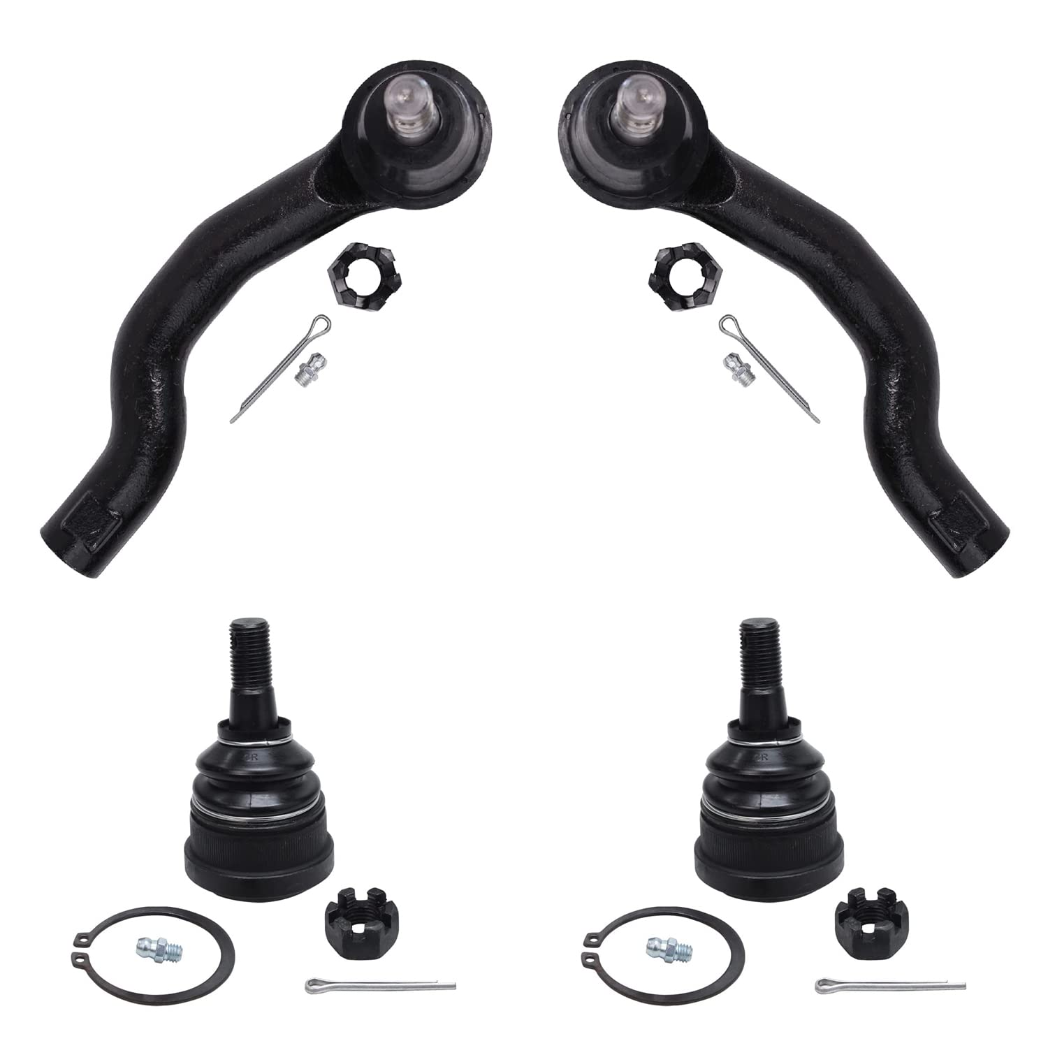 4pc Front Upper Ball Joints Outer Tie Rods Suspension Kit