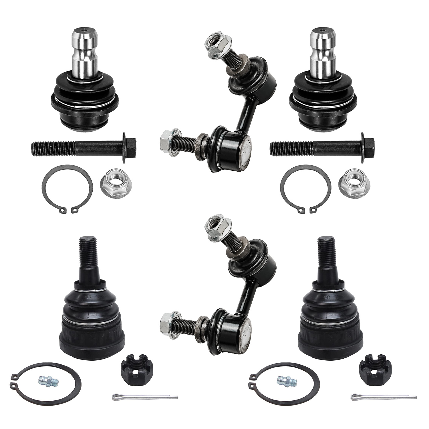 6pc Front Upper Lower Ball Joints Sway Bar Links Suspension Kit