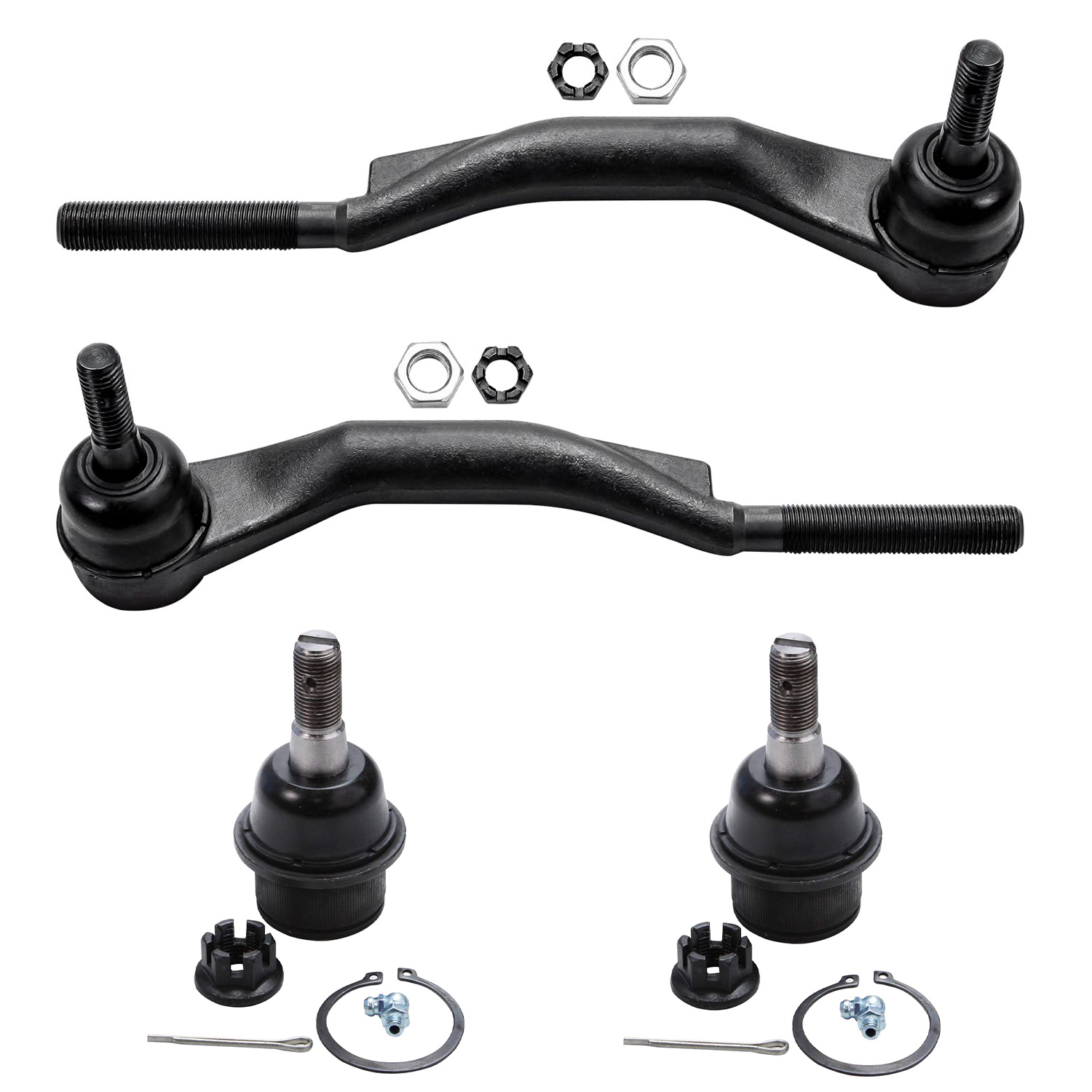4pc Front Lower Ball Joints Outer Tie Rods Suspension Kit