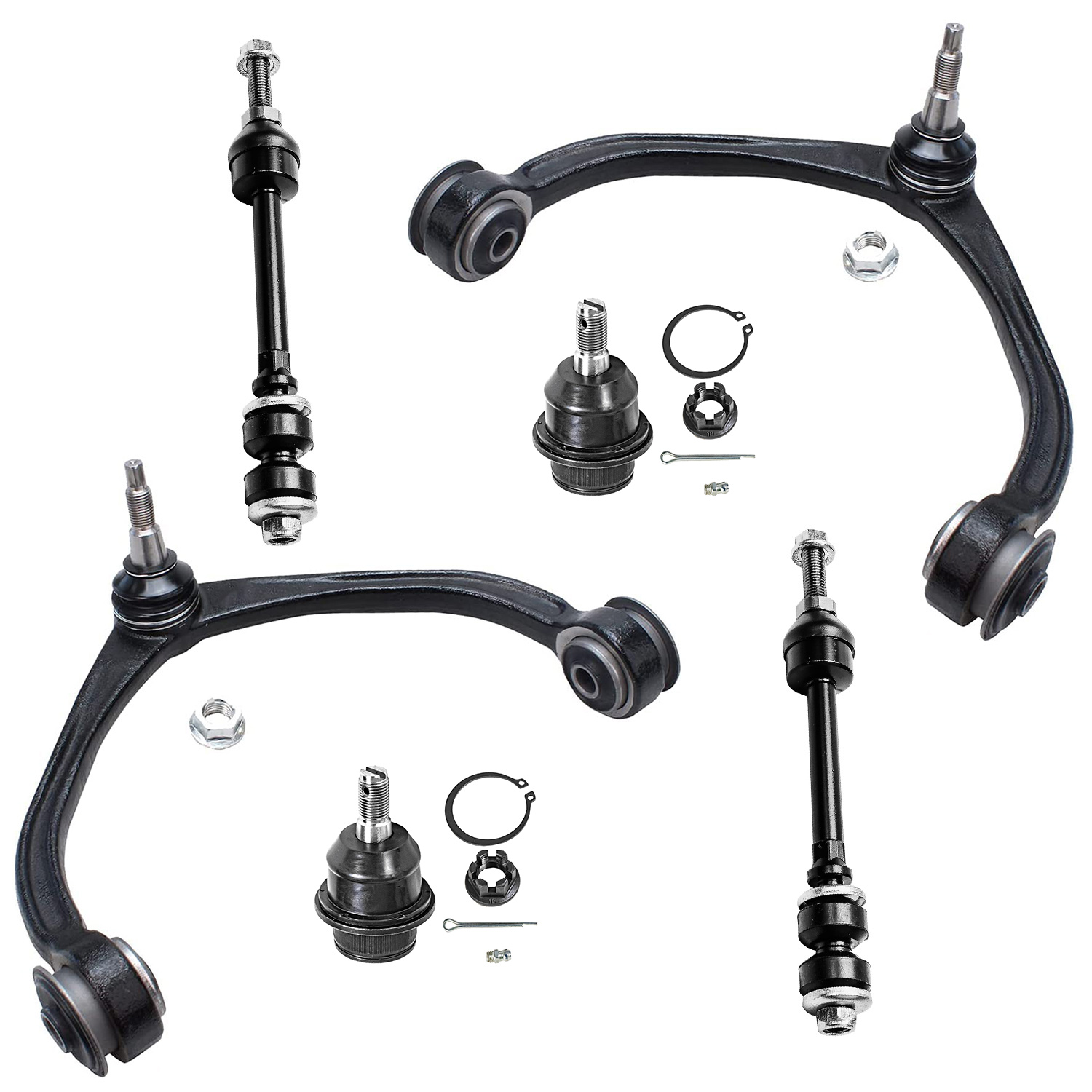 6pc Front Upper Control Arms Lower Ball Joints Sway Bar Links Suspension Kit