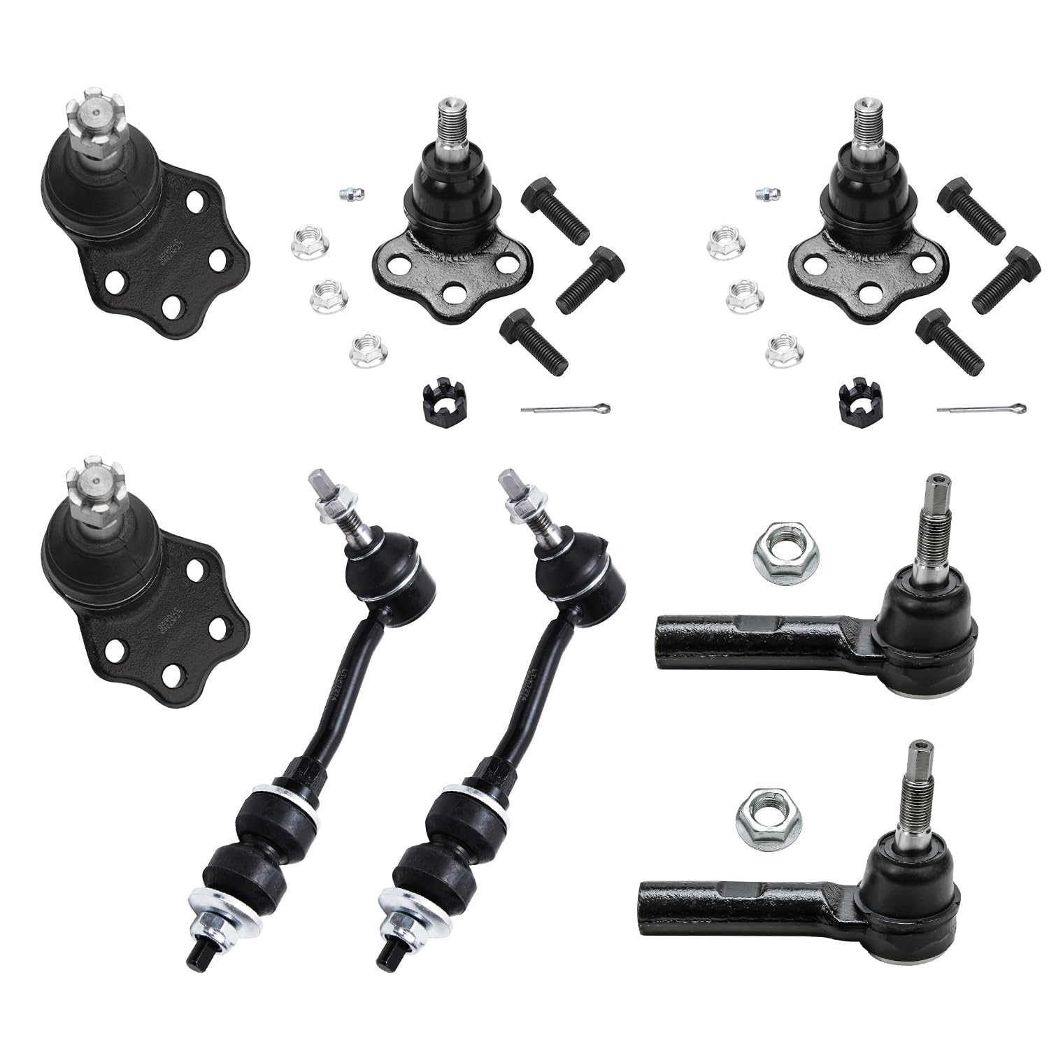 8pc Front Upper Lower Ball Joints Outer Tie Rods Sway Bar Links Suspension Kit