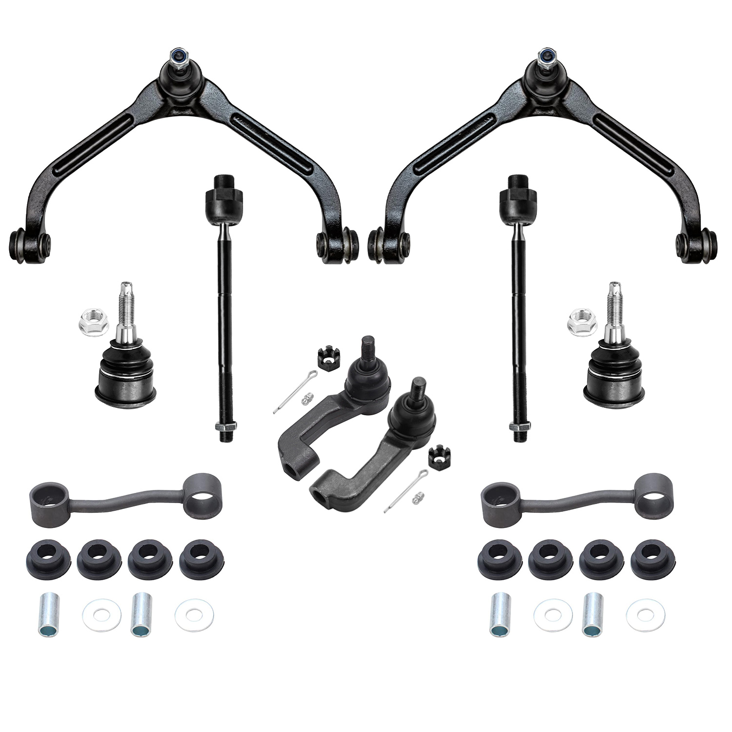 10pc Front Upper Control Arms Tie Rods Sway Bar Links Suspension Kit