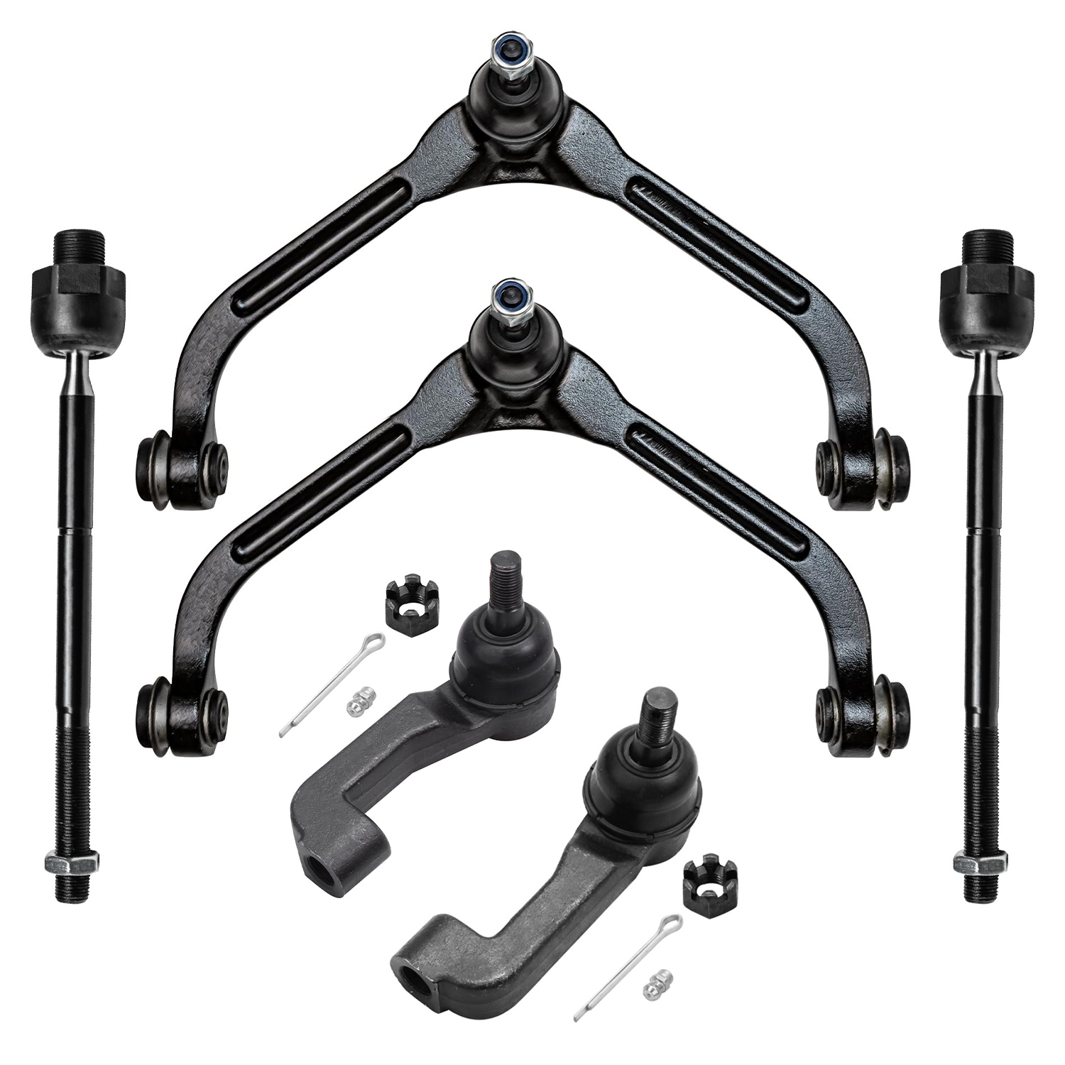 6pc Front Upper Control Arms Inner Outer Tie Rods Suspension Kit