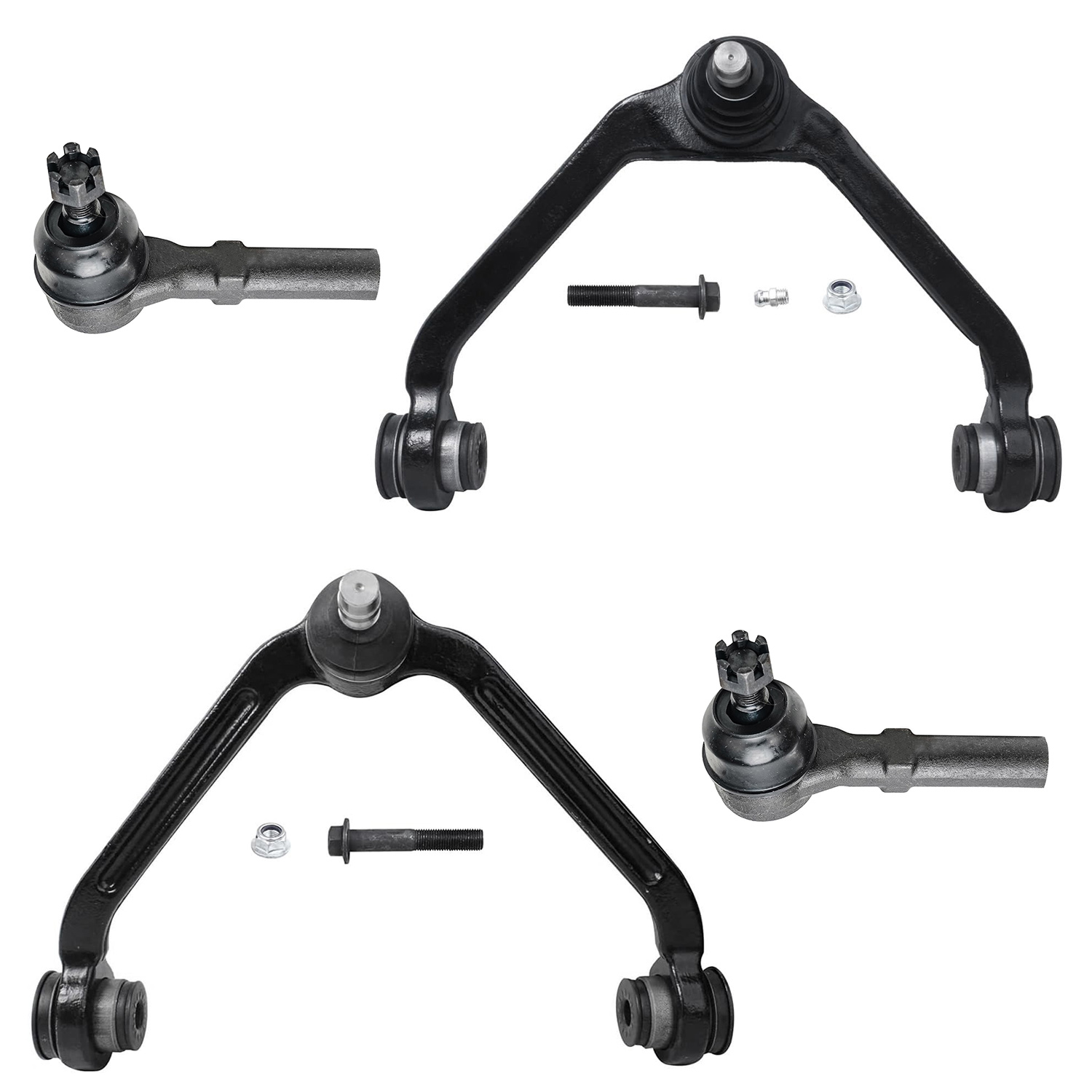 4pc Front Upper Control Arms Outer Tie Rods Suspension Kit