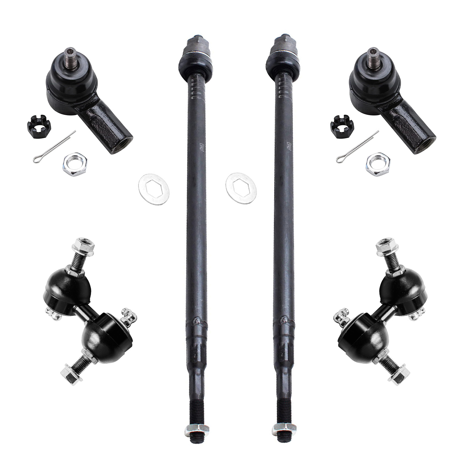 6pc Front Inner & Outer Tie Rods Sway Bar Links Suspension Kit