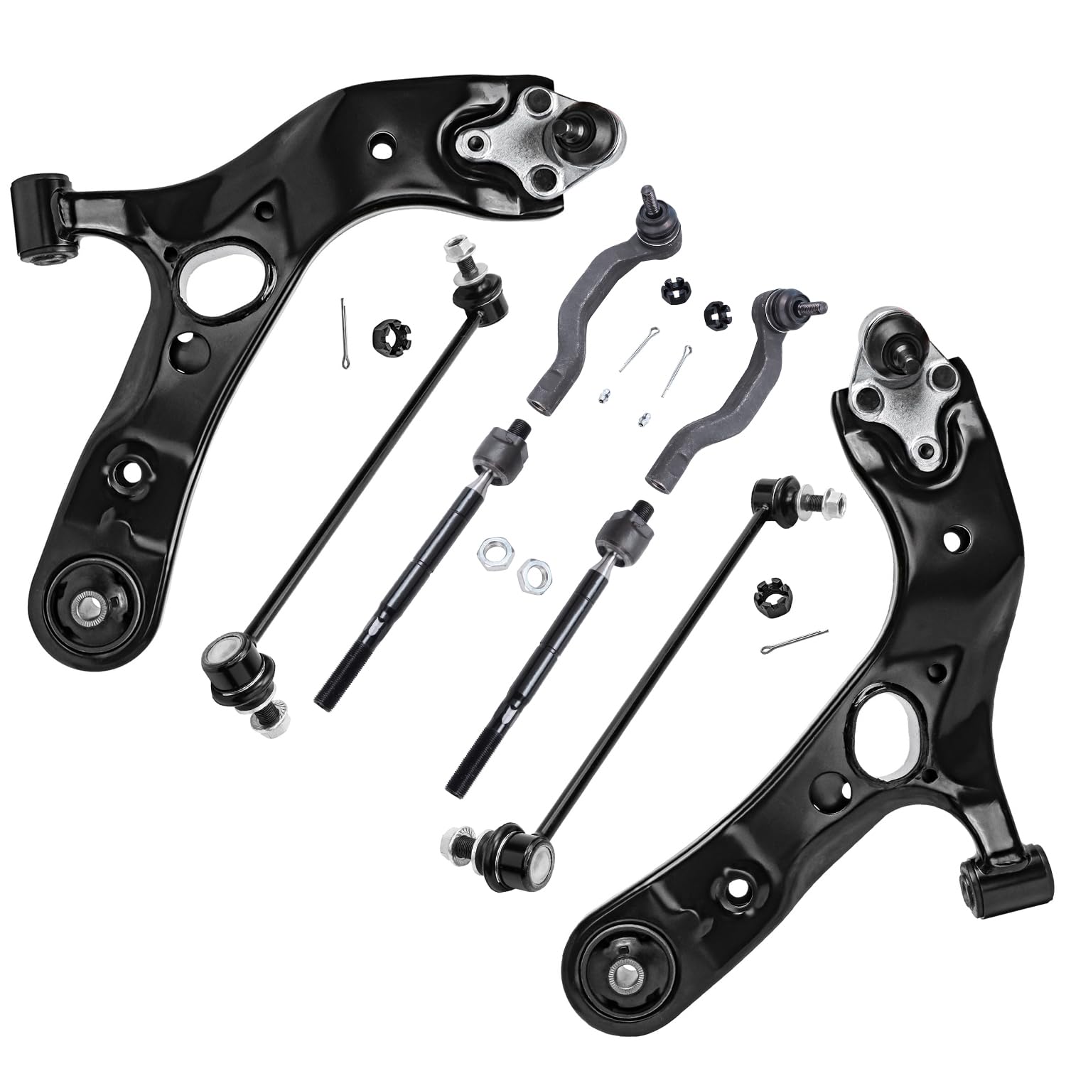 8pc Front Lower Control Arms Tie Rods Sway Bar Links Suspension Kit
