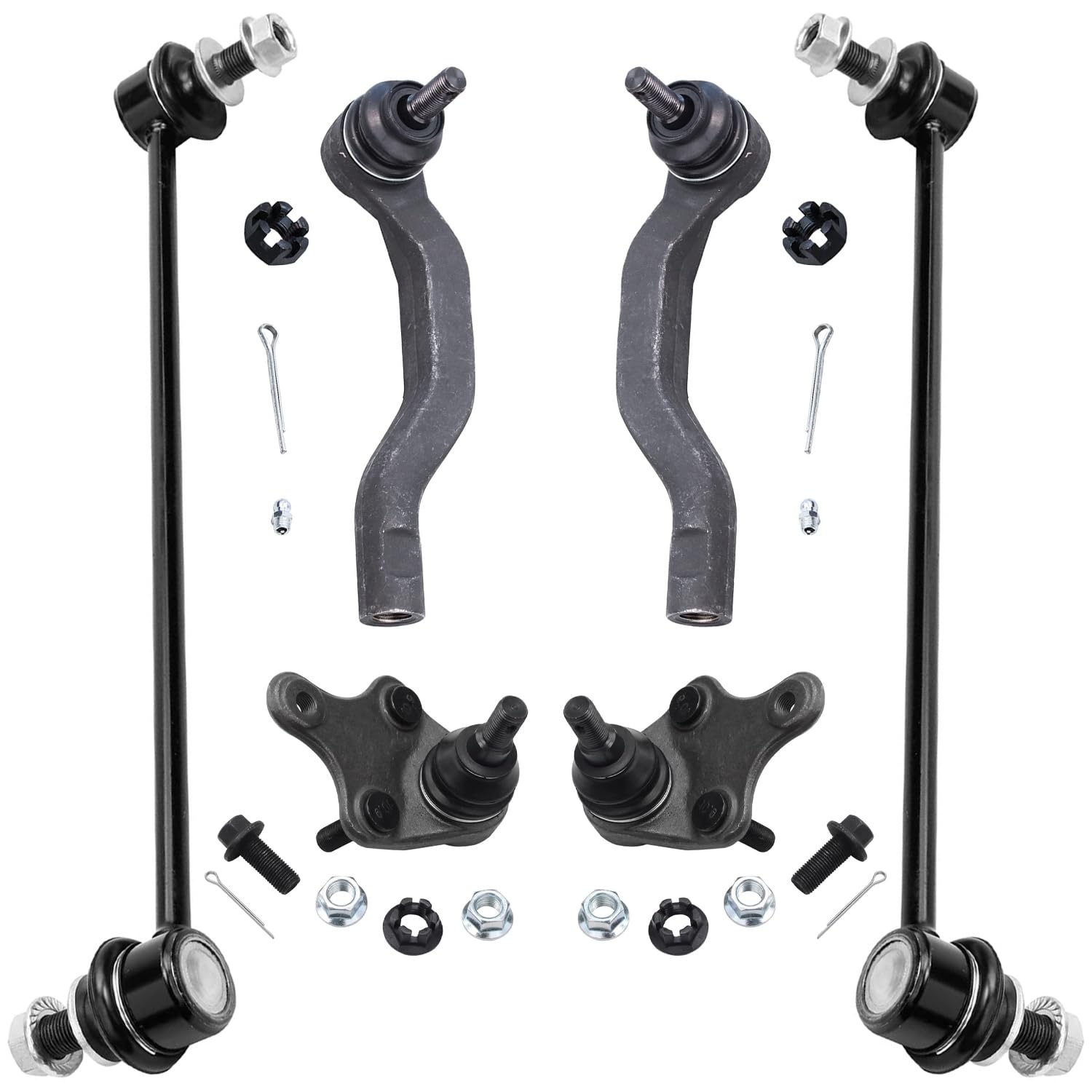 6pc Front Outer Tie Rods Sway Bar Links Ball Joints Suspension Kit