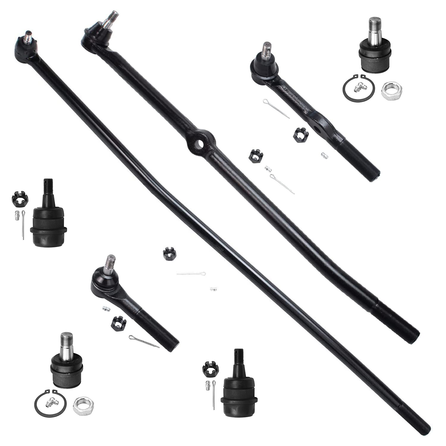 8pc Front Upper Lower Ball Joints Inner Outer Tie Rods Suspension Kit