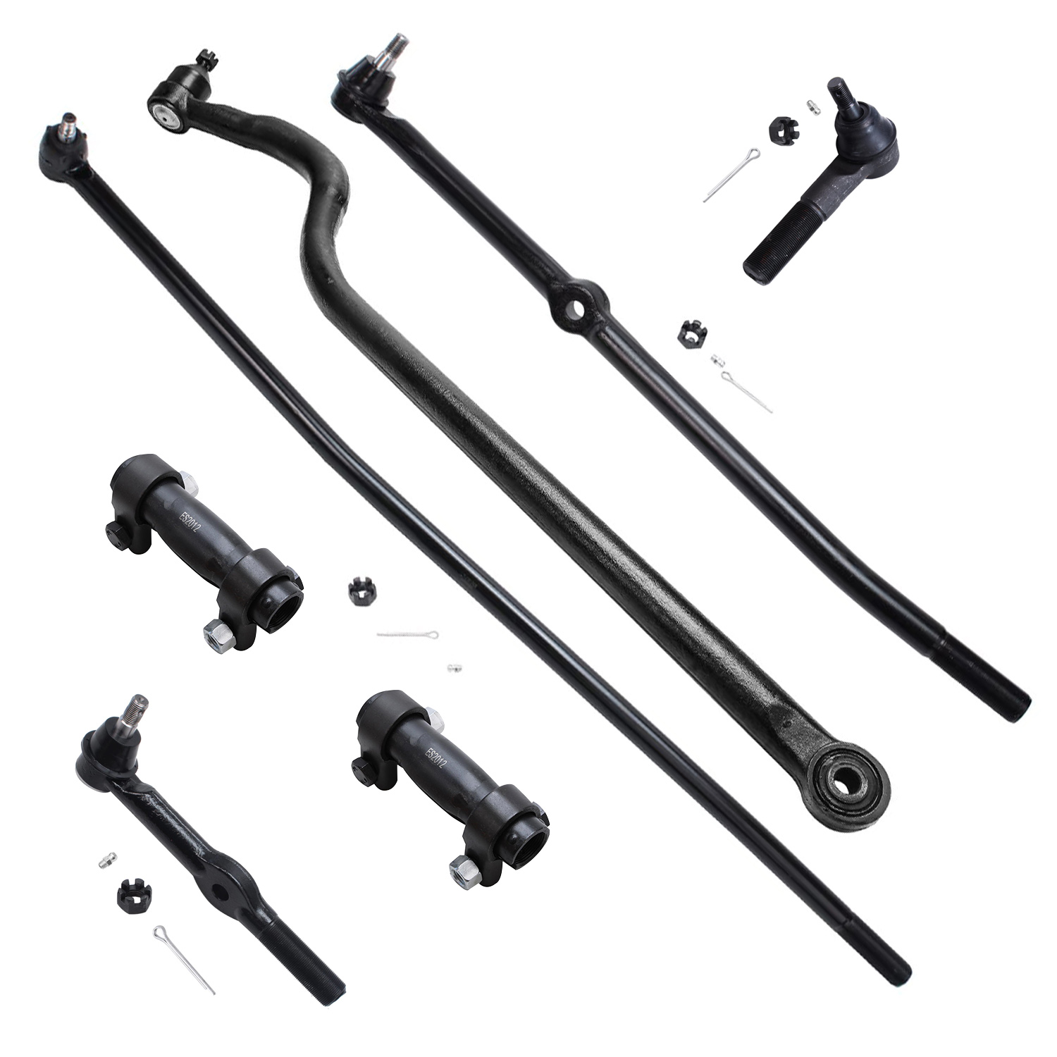 7pc Front Inner Outer Tie Rods Adjusting Sleeves Suspension Kit