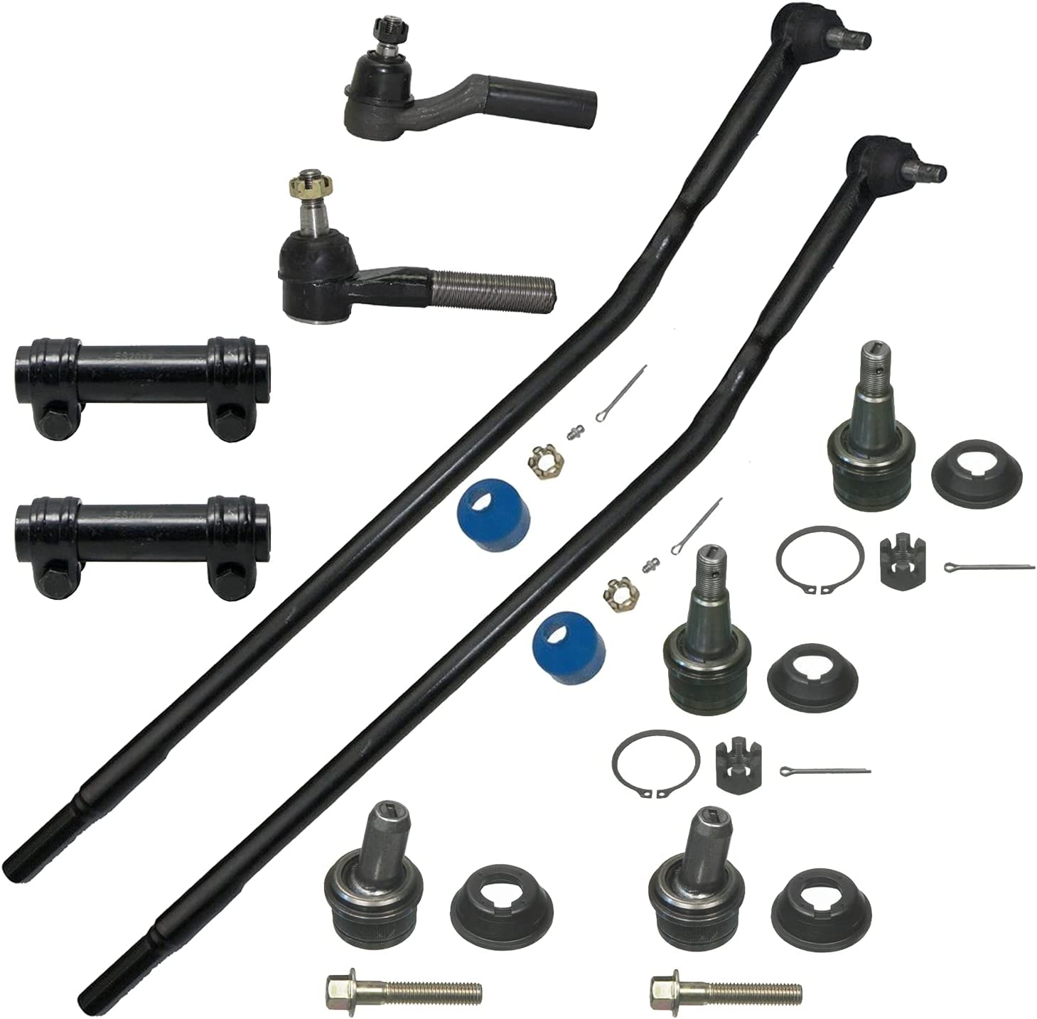 Detroit Axle - Front Ball Joints Tie Rods Sleeves for 1992-04 Ford E250 E350 SRW