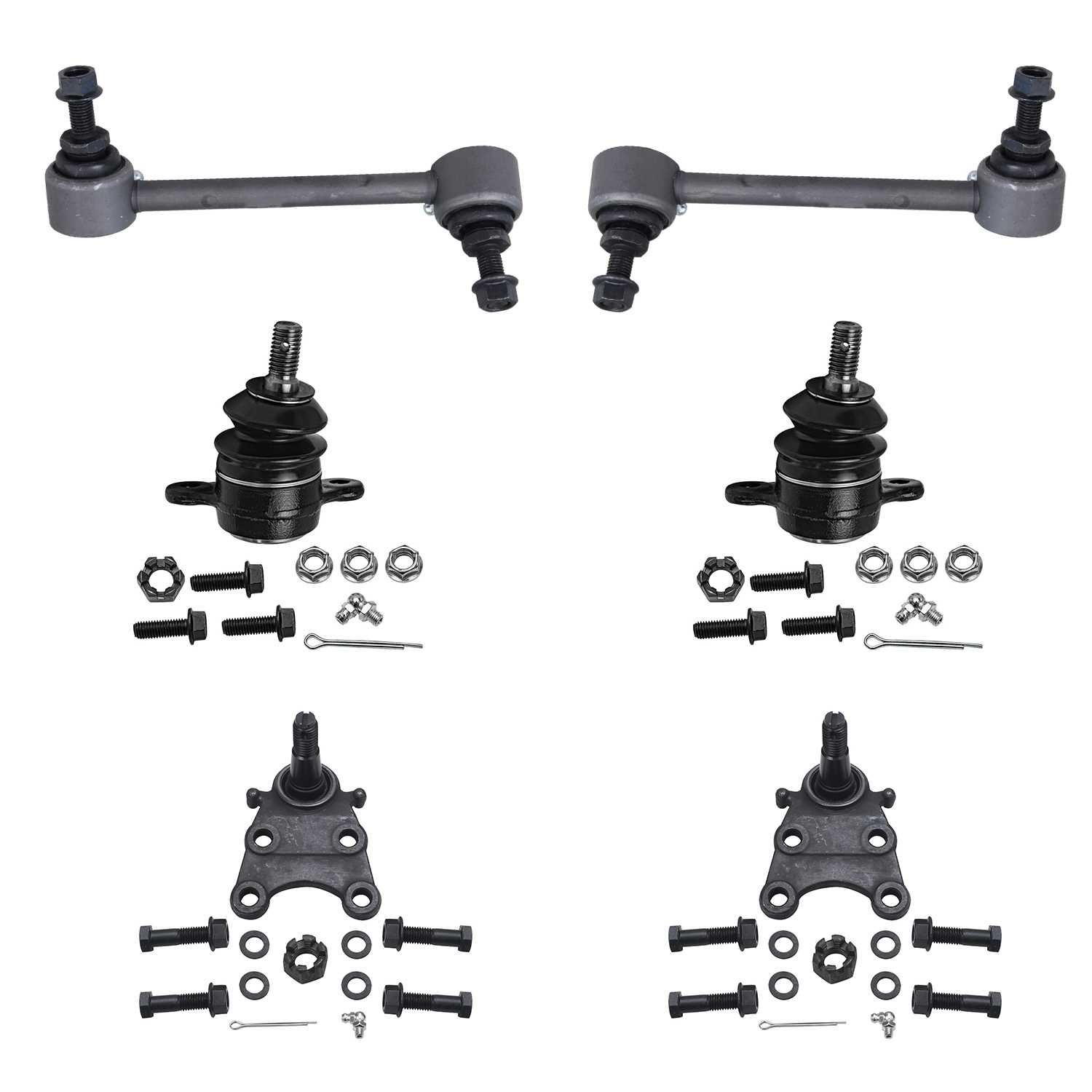 6pc Front Upper Lower Ball Joints Sway Bar Links Suspension Kit
