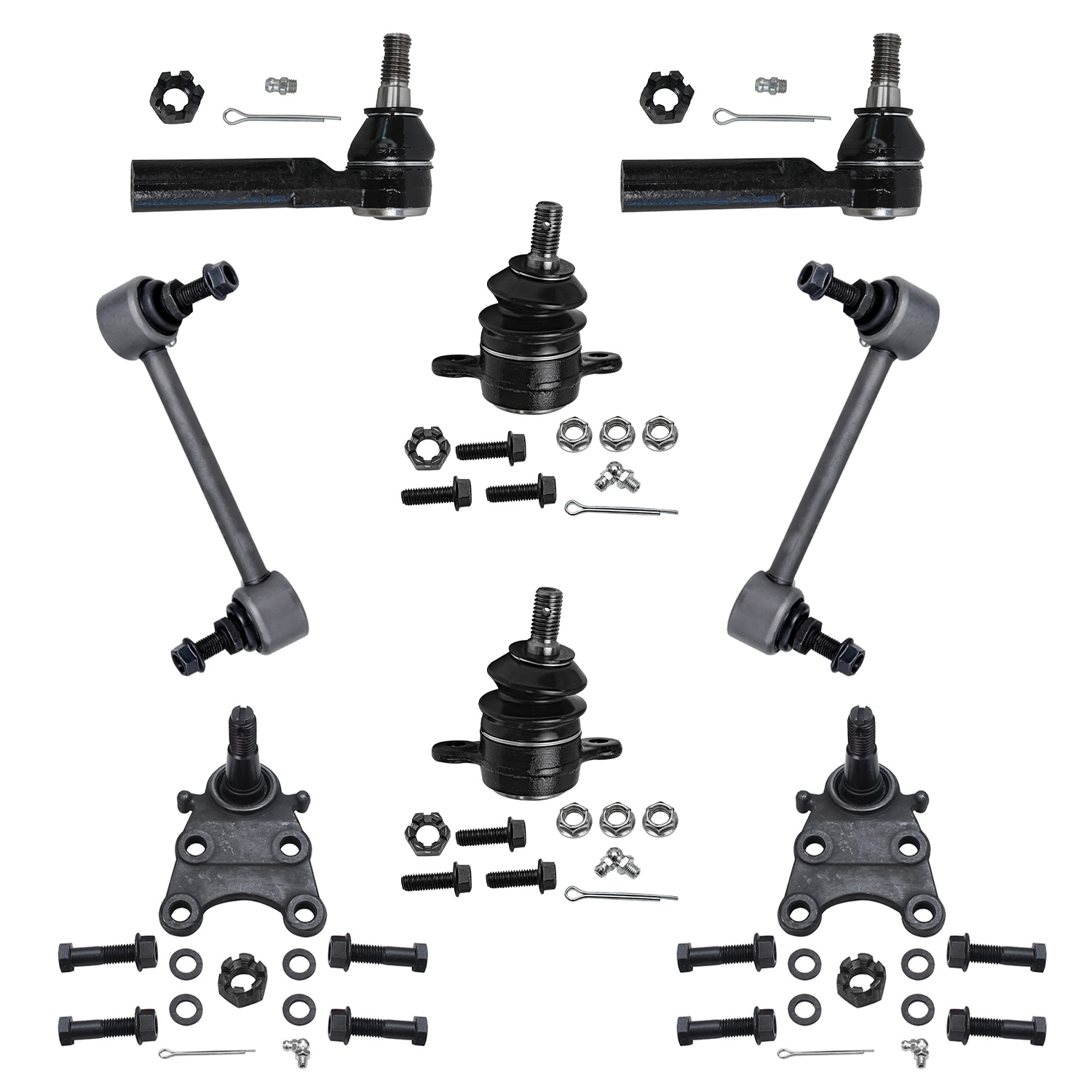 8pc Front Ball Joints Outer Tie Rods Sway Bar Links Suspension Kit