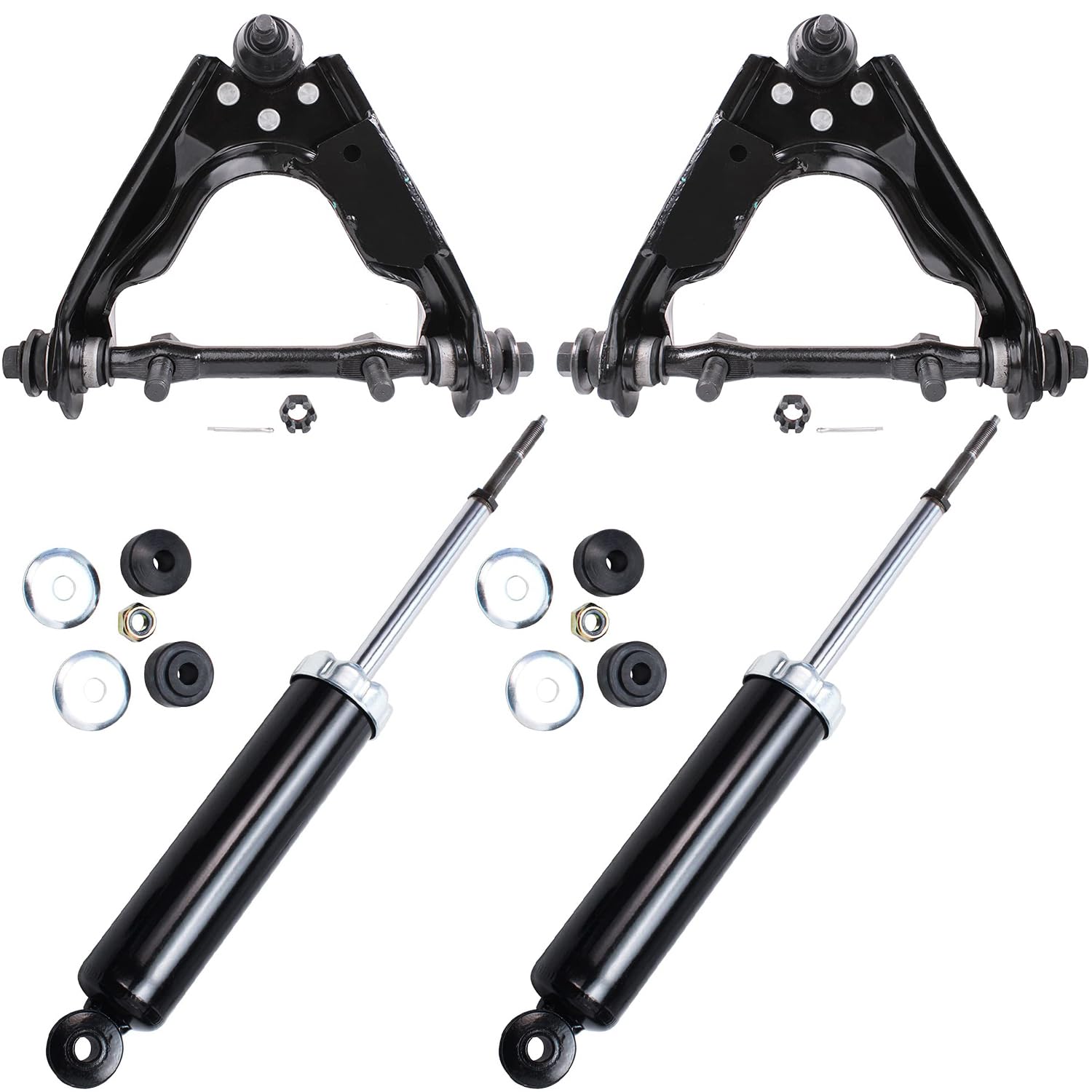 4pc Front Upper Control Arms Rear Shocks Suspension Kit