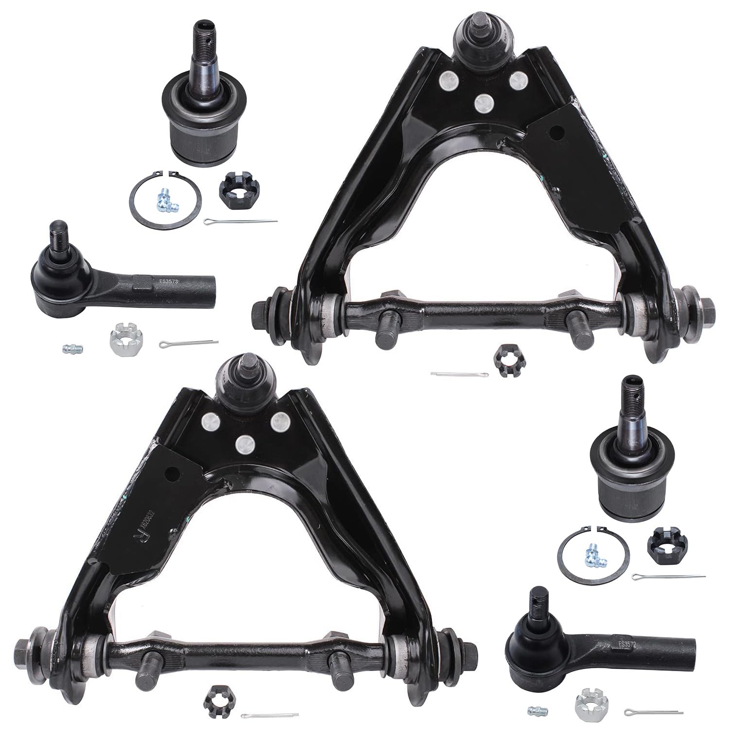 6pc Front Upper Control Arms Ball Joints Tie Rods Suspension Kit