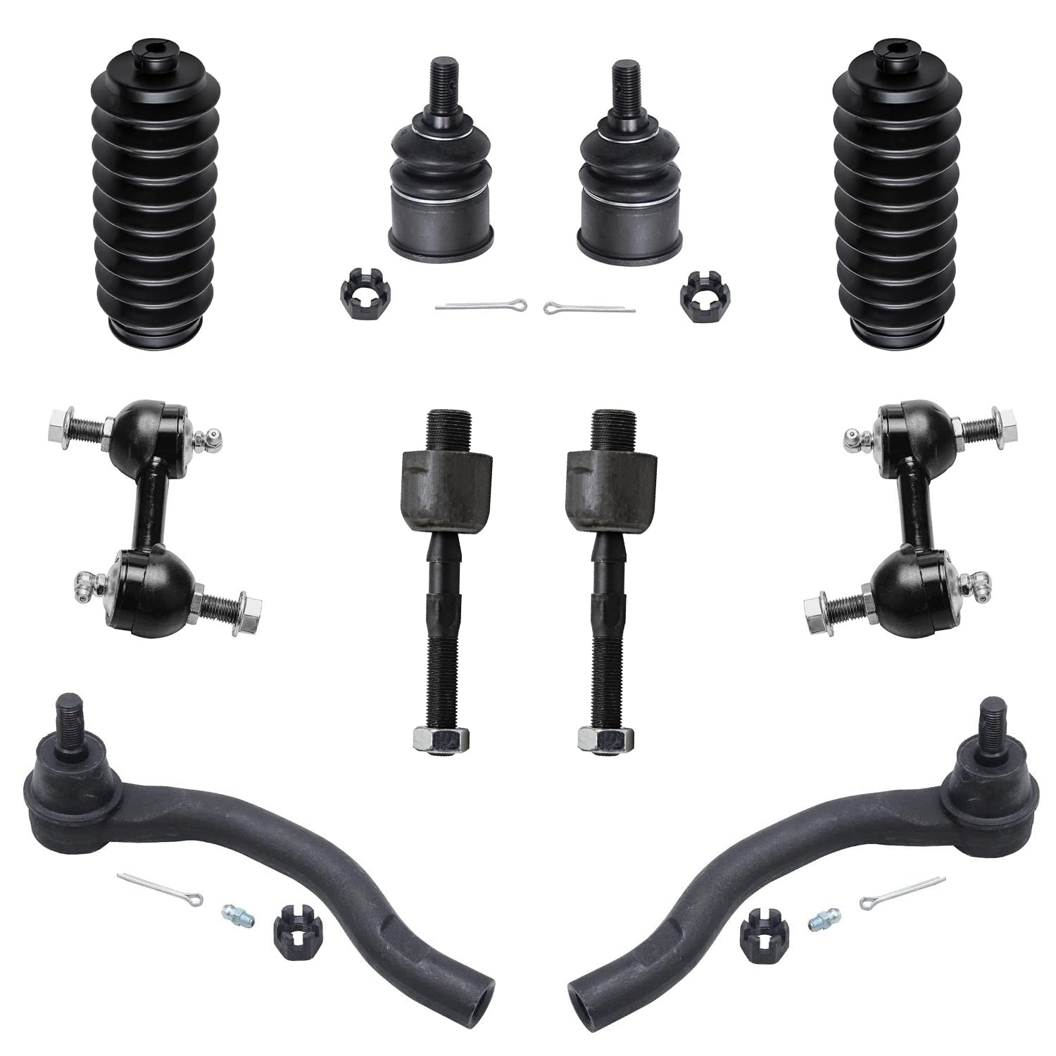 10pc Front Inner Outer Tie Rods Lower Ball Joints Sway Bar Links Suspension Kit