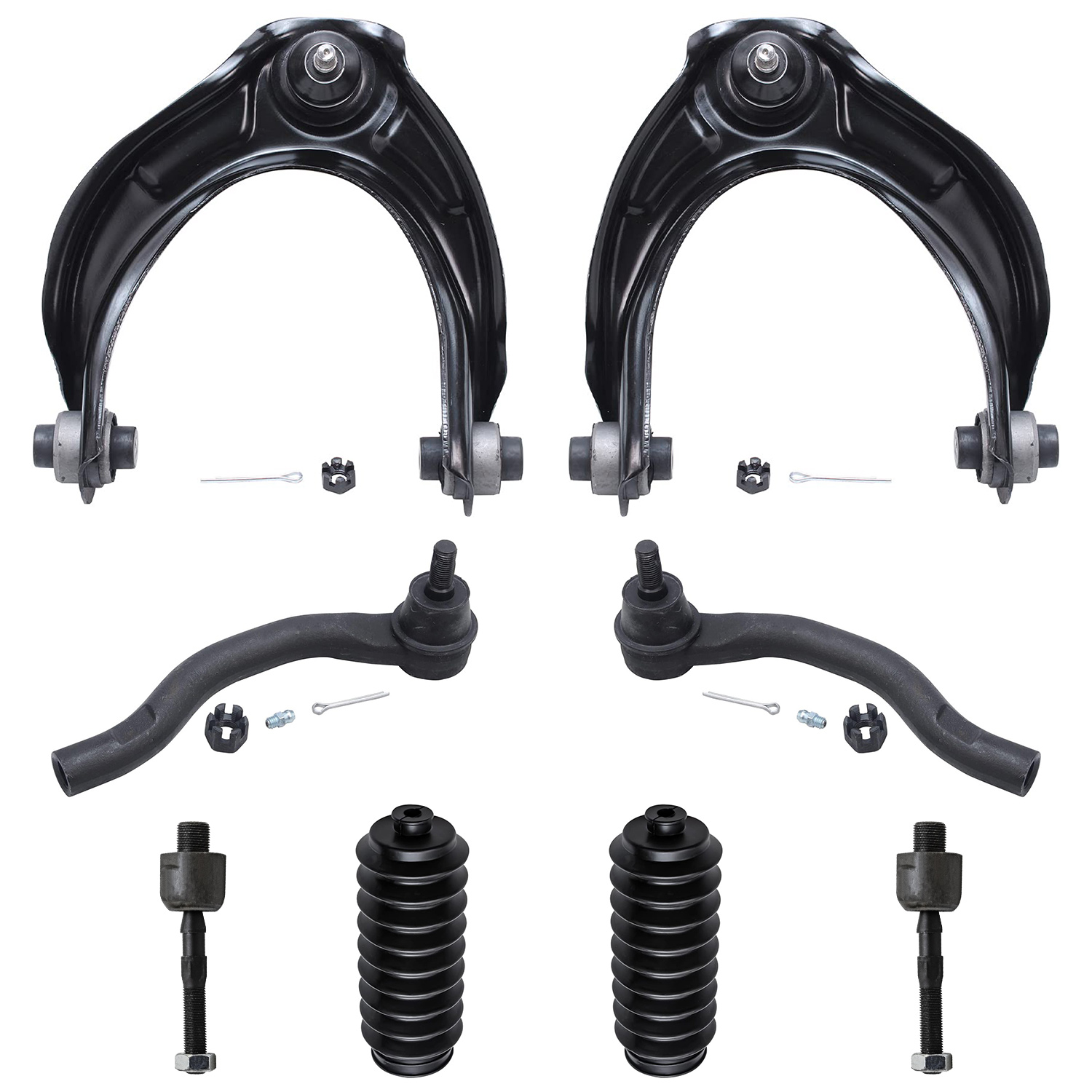 8pc Front Upper Control Arms Inner Outer Tie Rods Suspension Kit