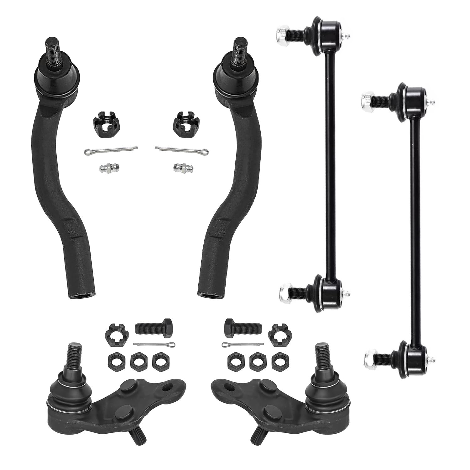 6pc Front Outer Tie Rods Ball Joints Sway Bar Links Suspension Kit