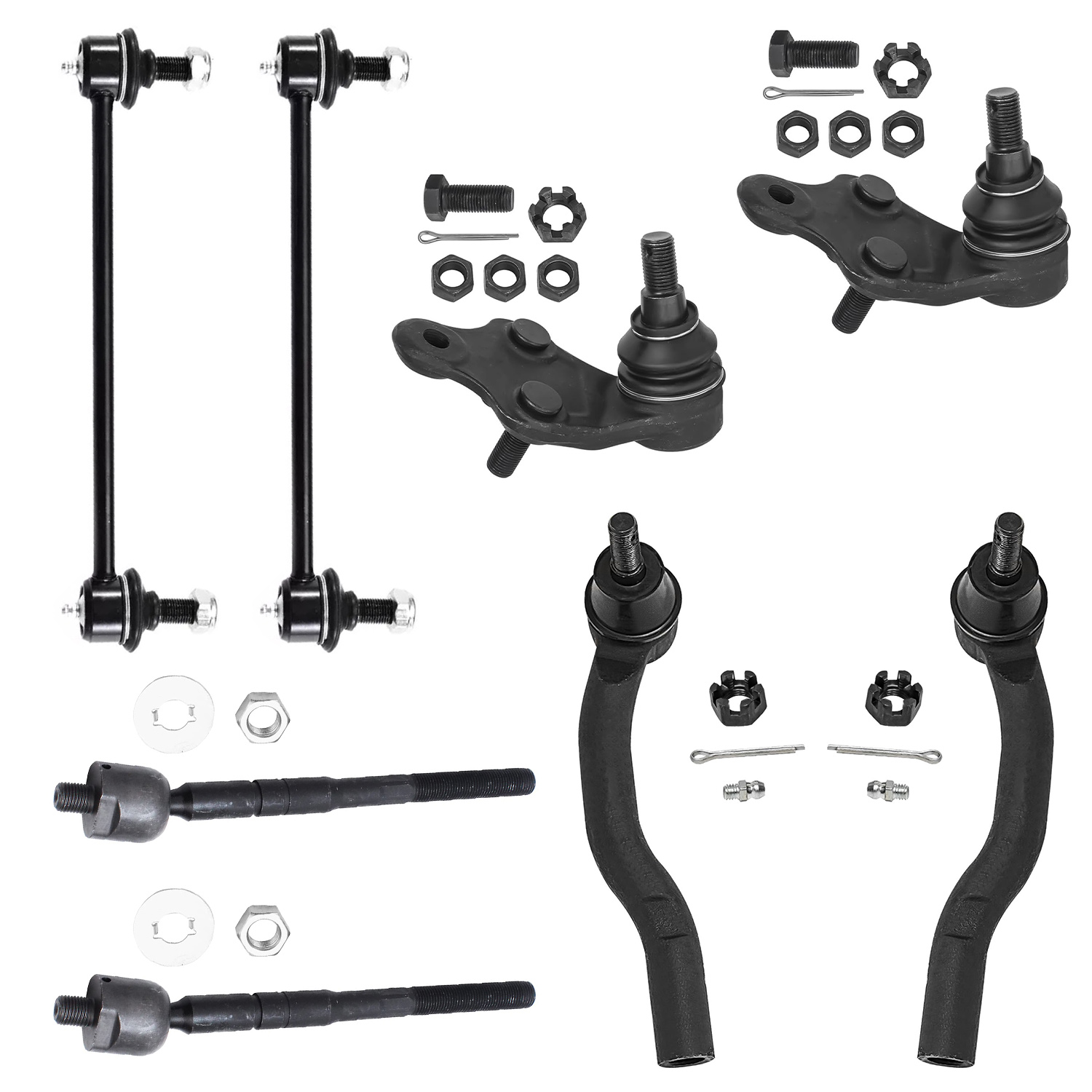 8pc Front Lower Ball Joints Sway Bar Links Tie Rods Suspension Kit