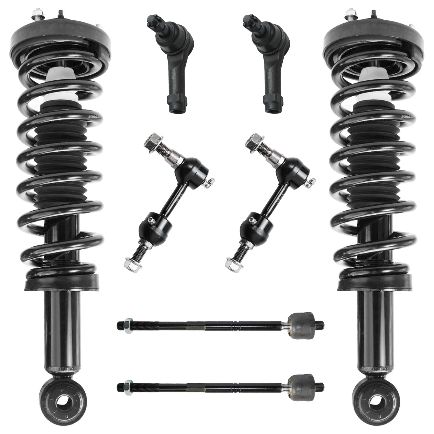 8pc Front Struts Inner Outer Tie Rods Sway Bar Links Suspension Kit