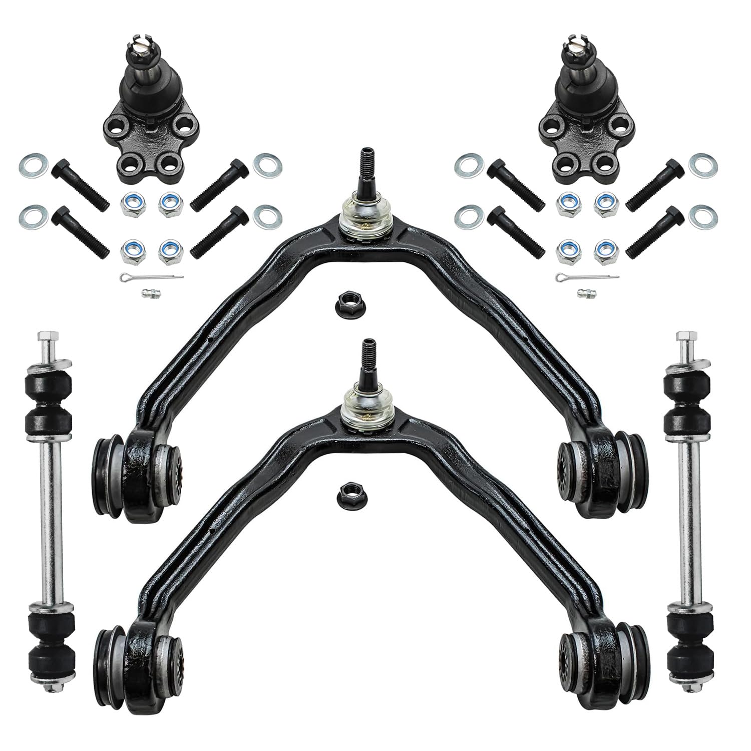 6pc Front Upper Control Arms Lower Ball Joints Sway Bar Links Suspension Kit