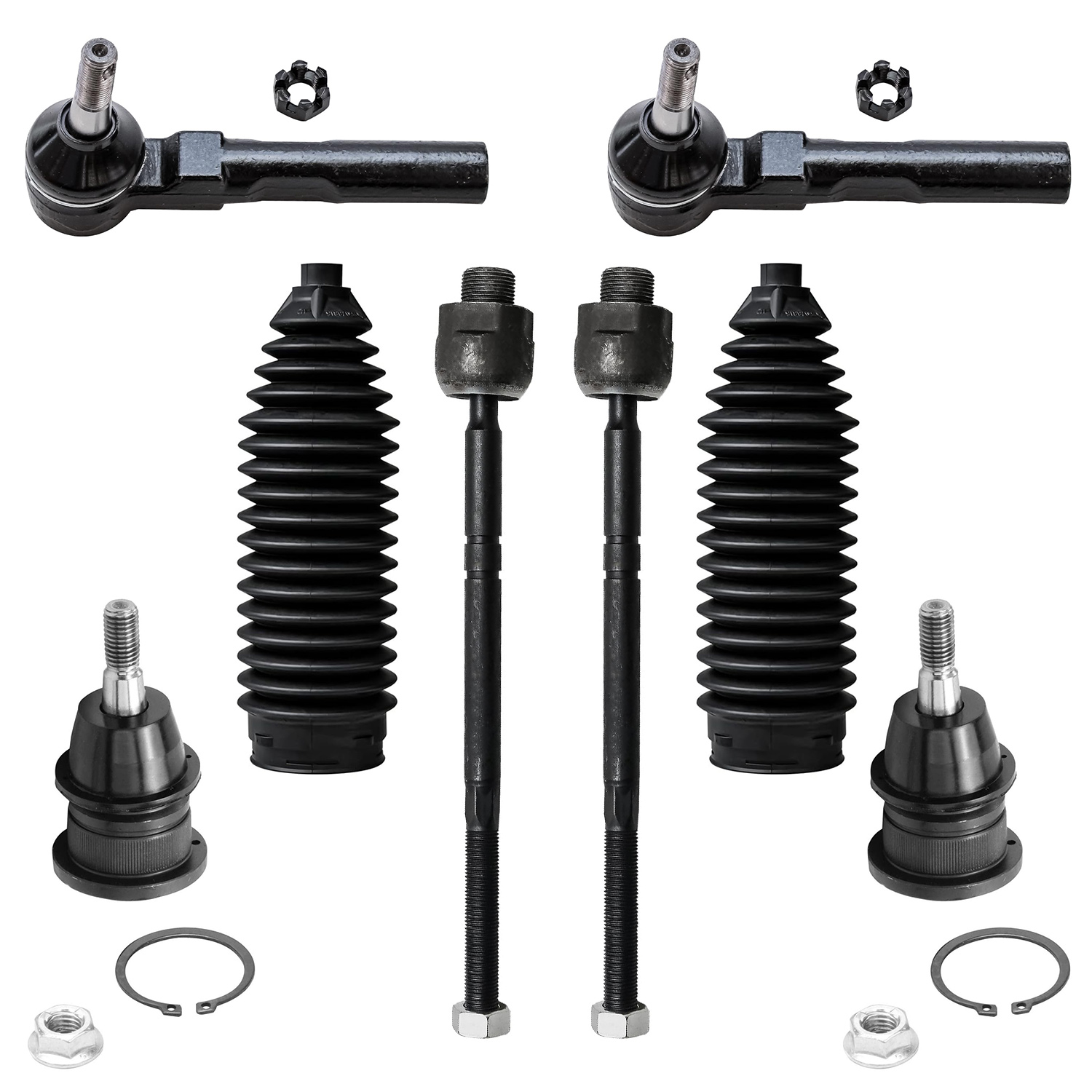 8pc Front Upper Ball Joints Tie Rods Boots Suspension Kit
