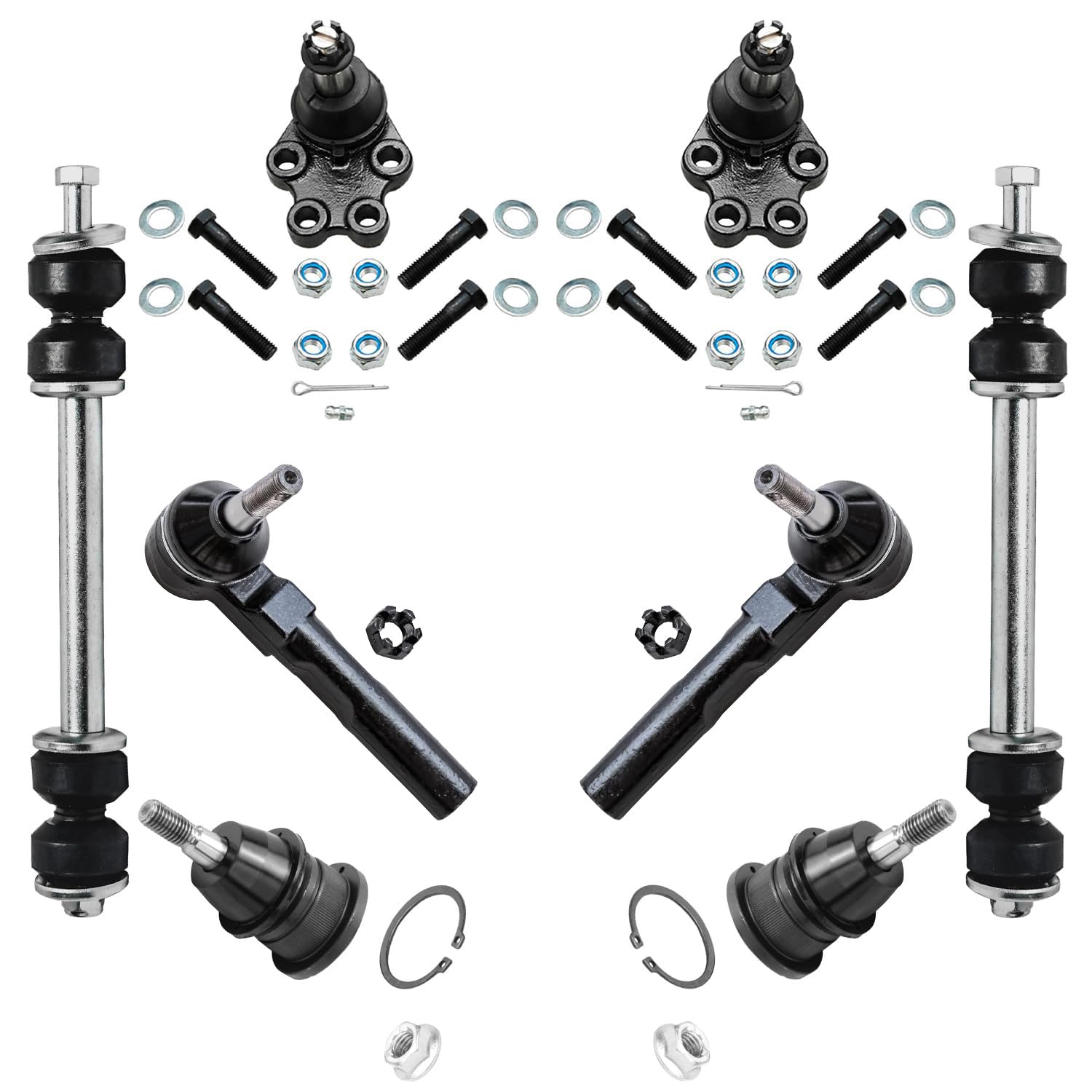 8pc Front Ball Joints Outer Tie Rods Sway Bar Links Suspension Kit