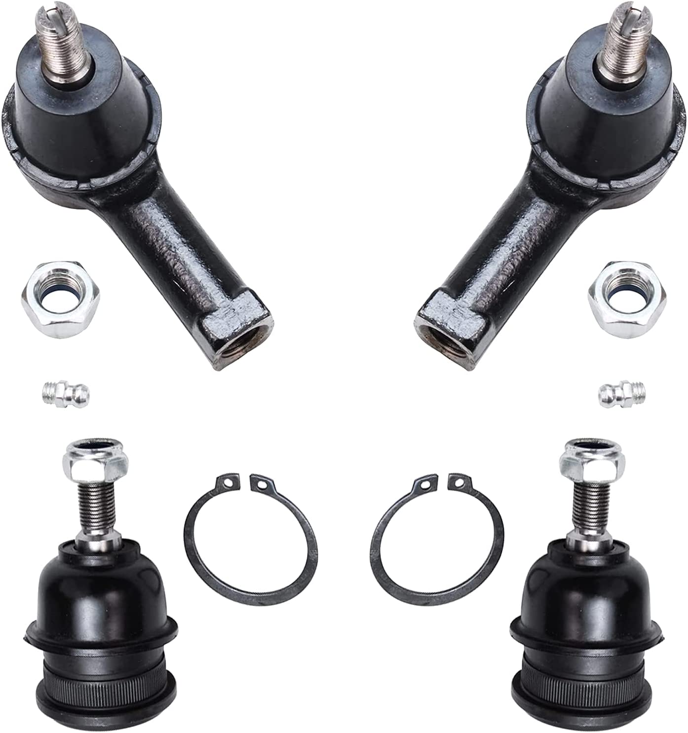 Detroit Axle - Front Lower Ball Joints Outer Tie Rods for 2000-05 Hyundai Accent