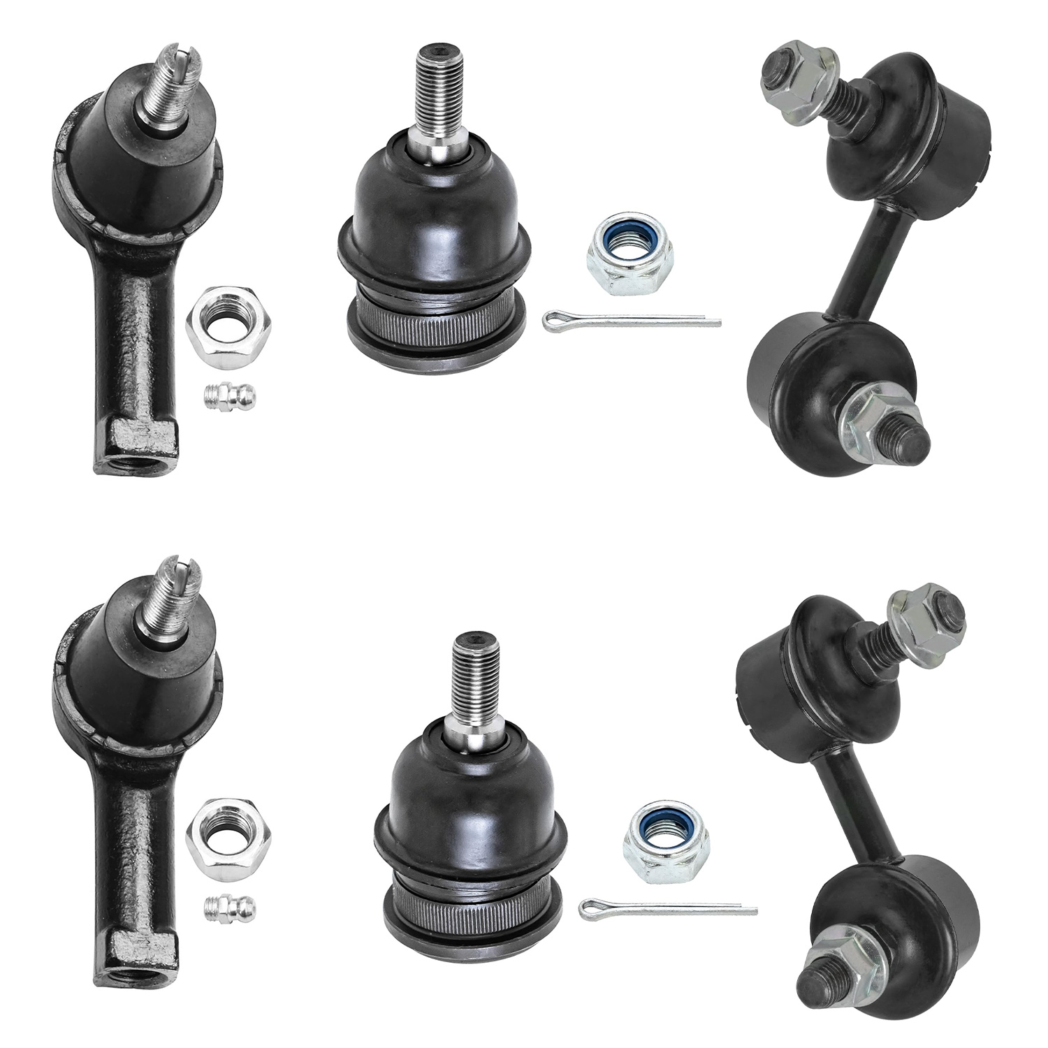 6pc Front Outer Tie Rods Lower Ball Joints Sway Bar Links Suspension Kit