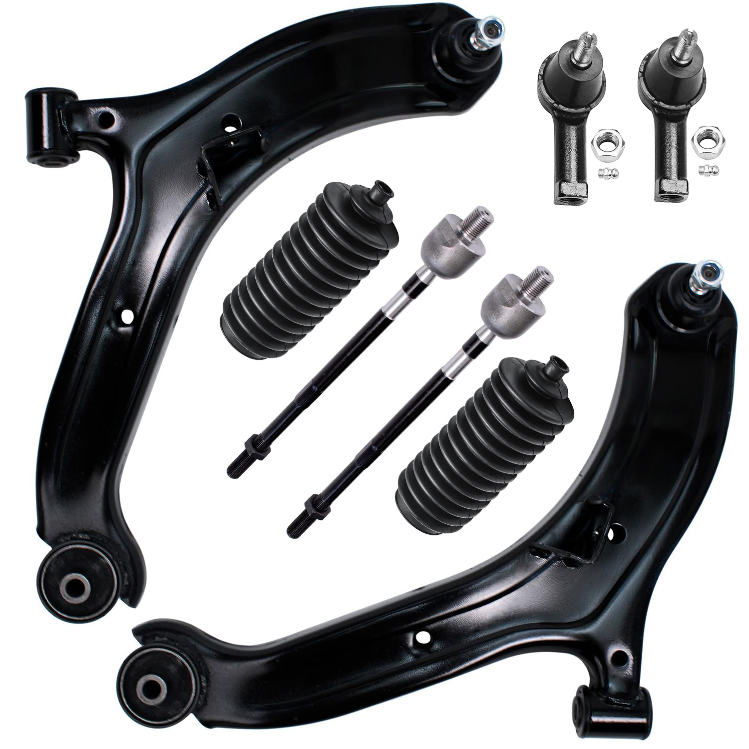 8pc Front Lower Control Arms Tie Rods Suspension Kit