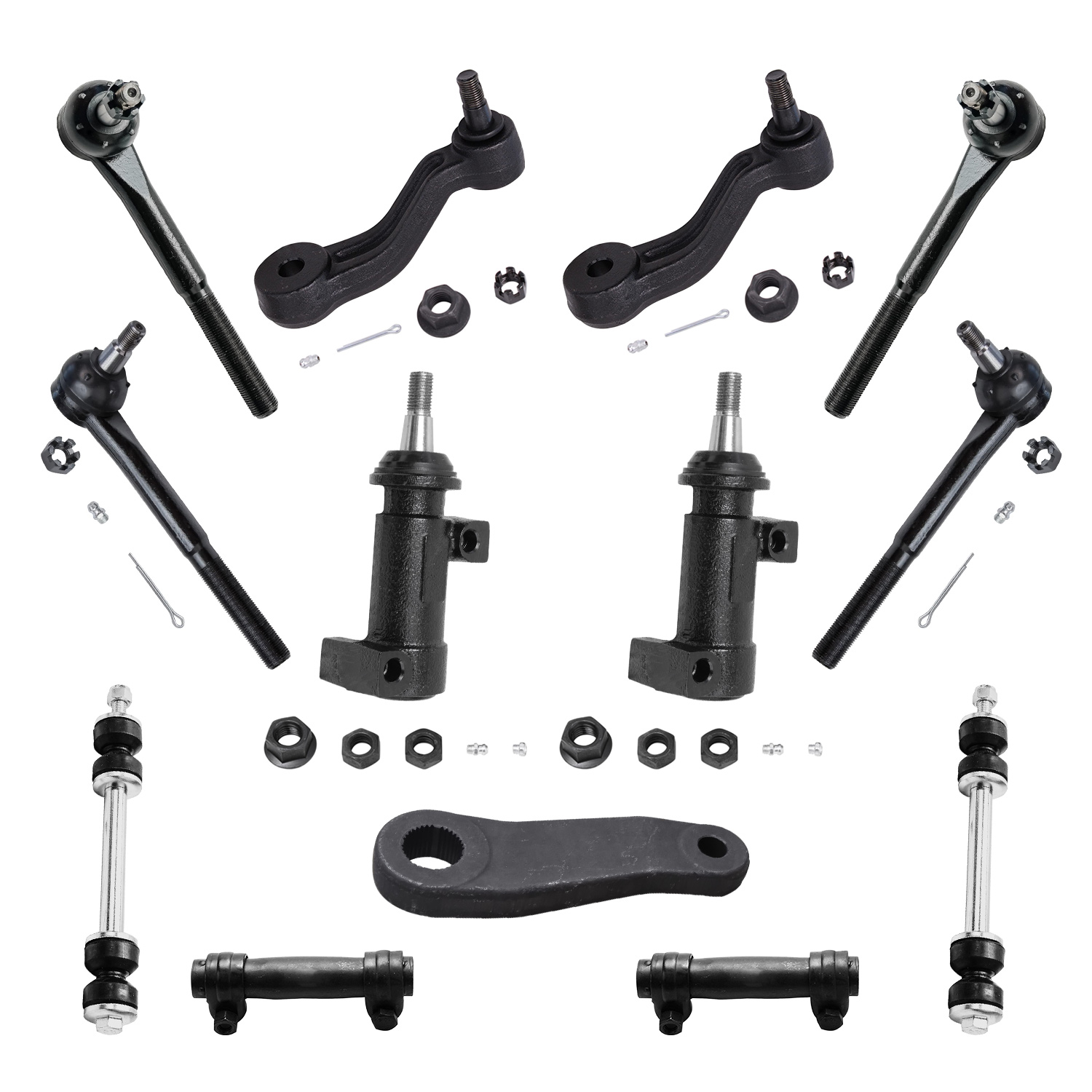 13pc Front Inner Outer Tie Rods Adjustment Sleeves Sway Bar Links Suspension Kit