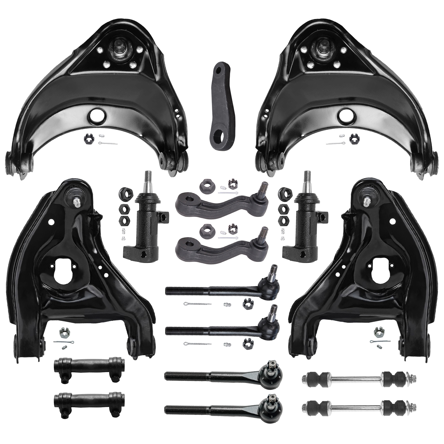 17pc Front Upper Lower Control Arms Tie Rods Sway Bar Links Suspension Kit