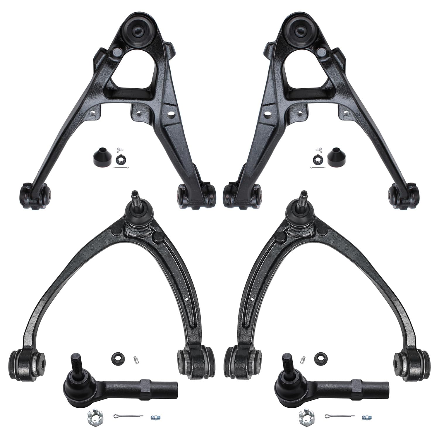 6pc Front Upper Lower Control Arms Outer Tie Rods Suspension Kit