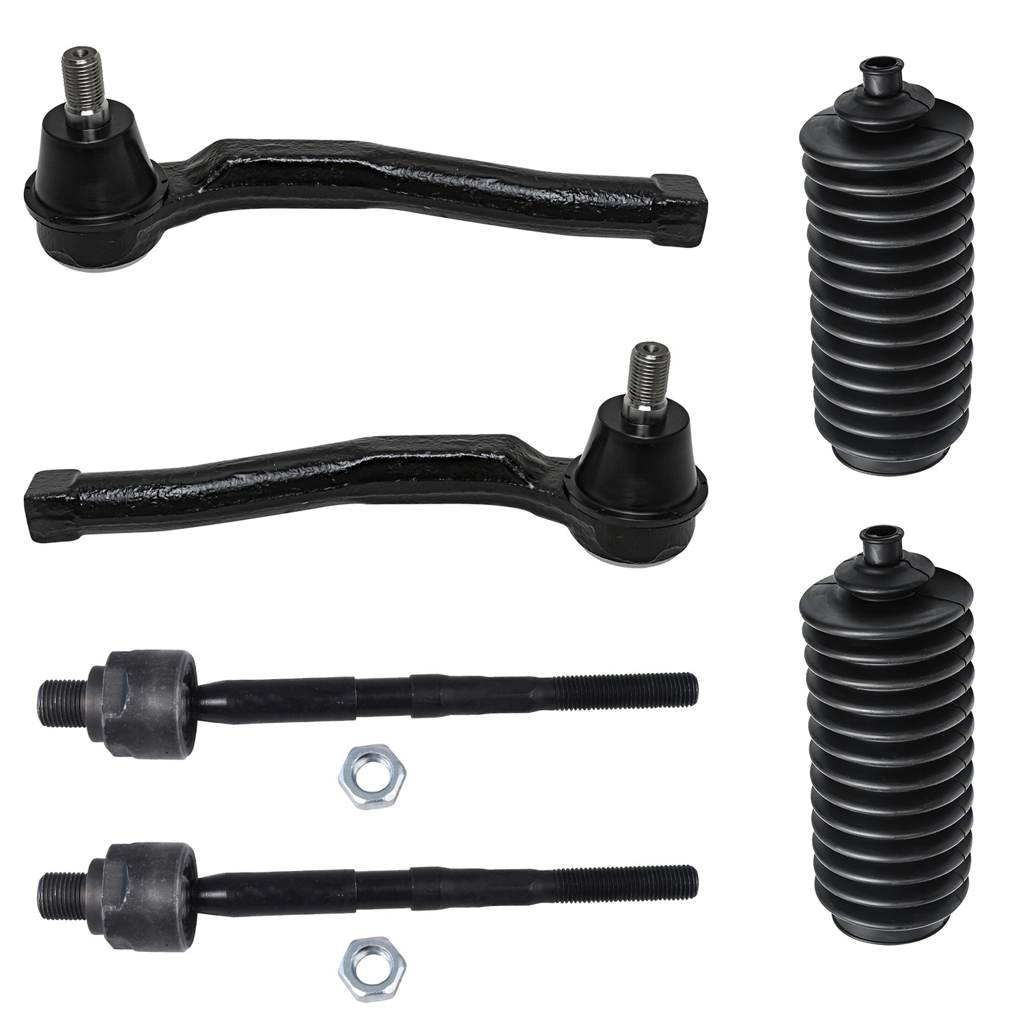 6pc Front Inner Outer Tie Rods Boots Suspension Kit
