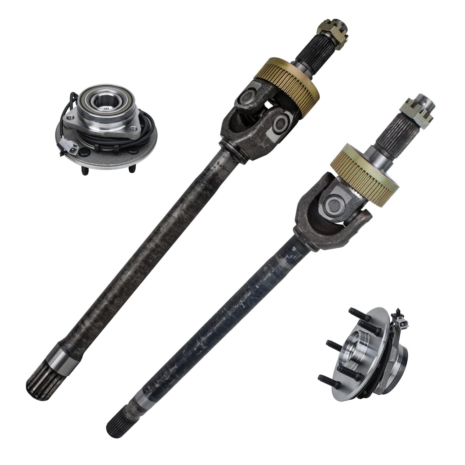 4pc Front CV Axles Wheel Hub and Bearings Kit