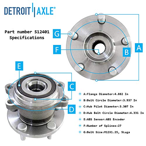 Detroit Axle - Front Rear Wheel Hub Bearings for Subaru Forester Impreza Outback — image 8