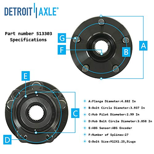 Detroit Axle - Front Rear Wheel Hub Bearings for Subaru Forester Impreza Outback — image 6