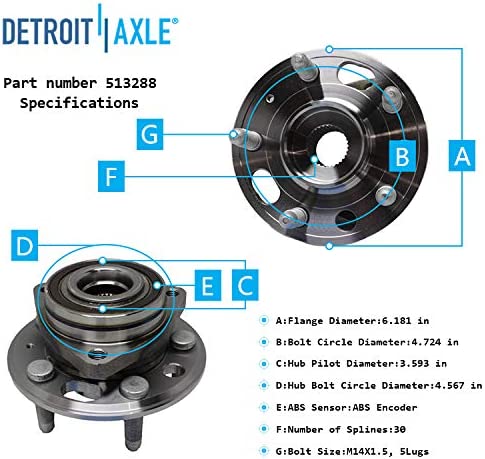 Detroit Axle - Front Rear Wheel Bearing Hubs for 10-16 Chevy Equinox GMC Terrain — image 5
