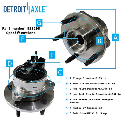 Detroit Axle - Front Rear Wheel Hub and Bearings for Chevy Cobalt Hhr Pontiac G5 — image 6
