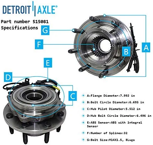 Detroit Axle - Front U-Joint Axles Wheel Hubs for 05-10 Ford F-250 F-350 SD 4WD — image 7
