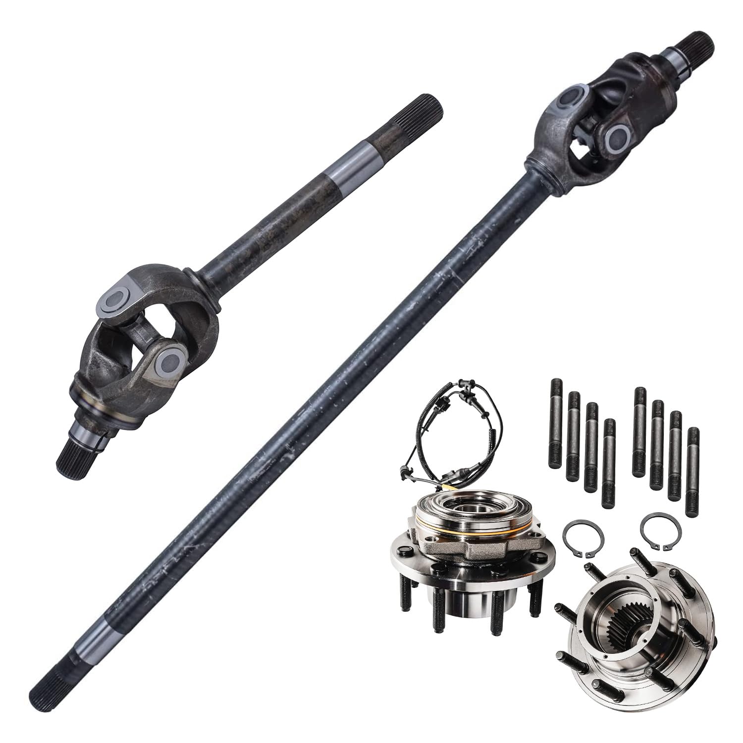 4pc Front U-Joint Axles Wheel Hub and Bearings Kit