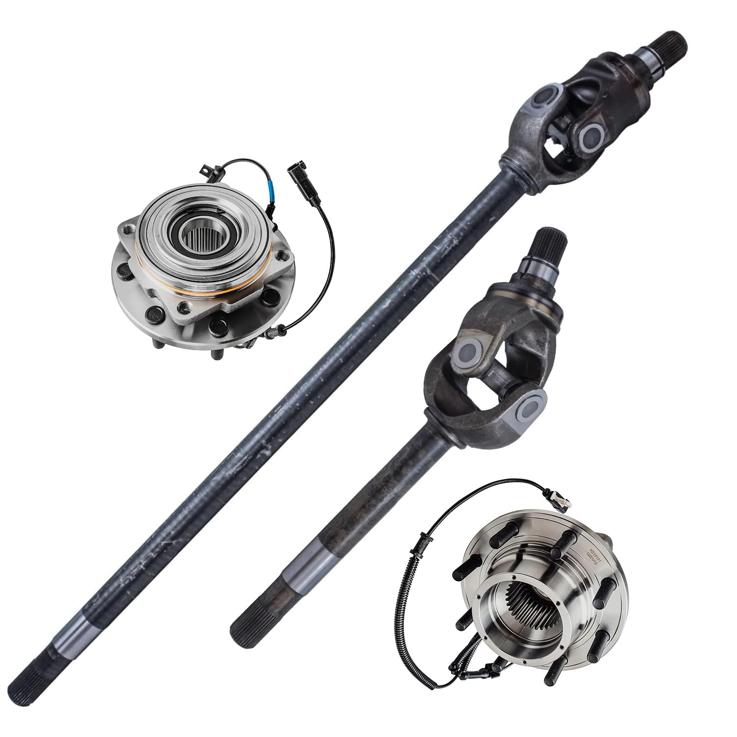 4pc Front U-Joint Axles Wheel Hub and Bearings Kit