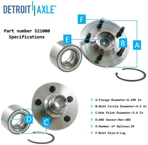 Detroit Axle - Front  Rear Wheel Hub Bearings for Explorer Mountaineer Aviator — image 8