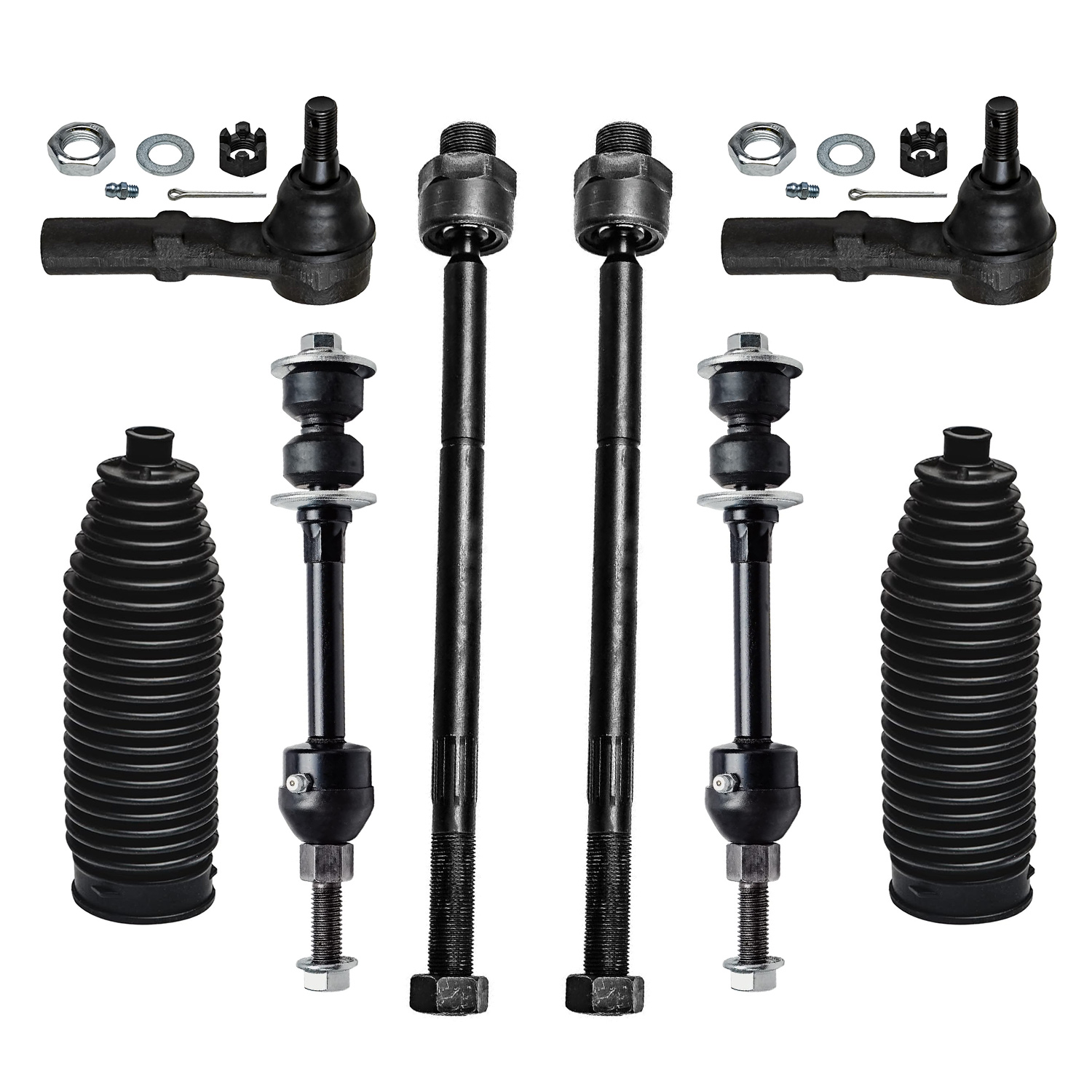 8pc Front Inner Outer Tie Rods Sway Bar Links Suspension Kit