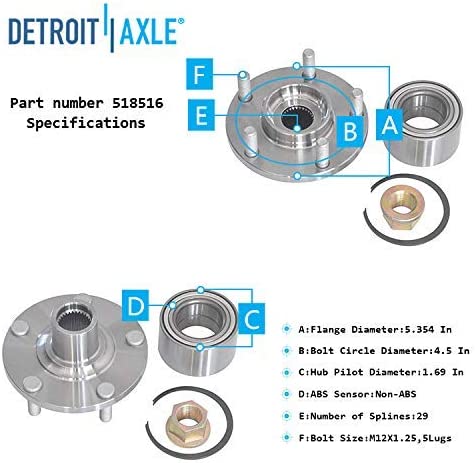 Detroit Axle - Front  Rear Wheel Hub and Bearings for Nissan Altima Maxima — image 6