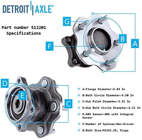 Detroit Axle - Front  Rear Wheel Hub and Bearings for Nissan Altima Maxima — image 8